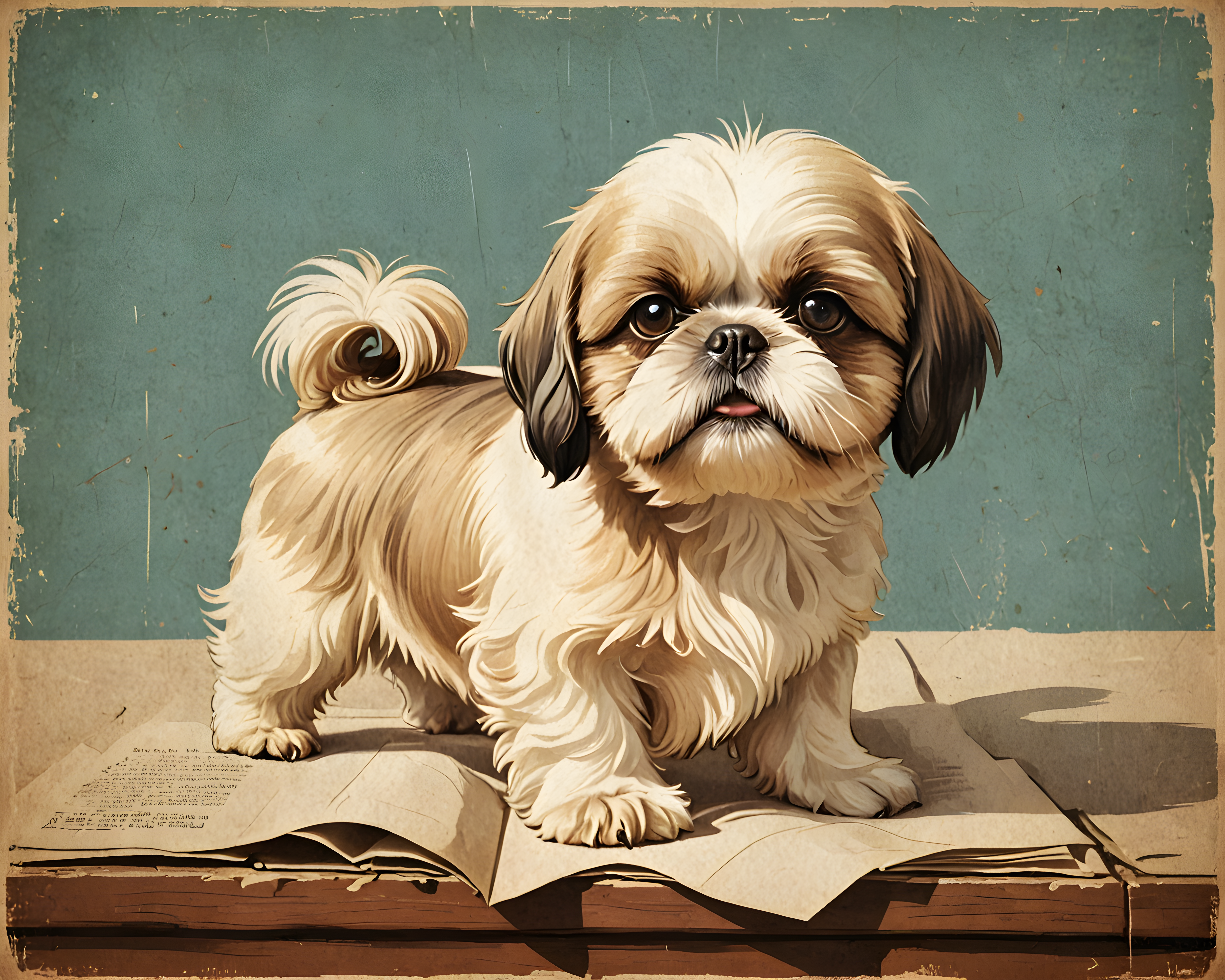 Shih Tzu — Vintage Poster (Sleepy)