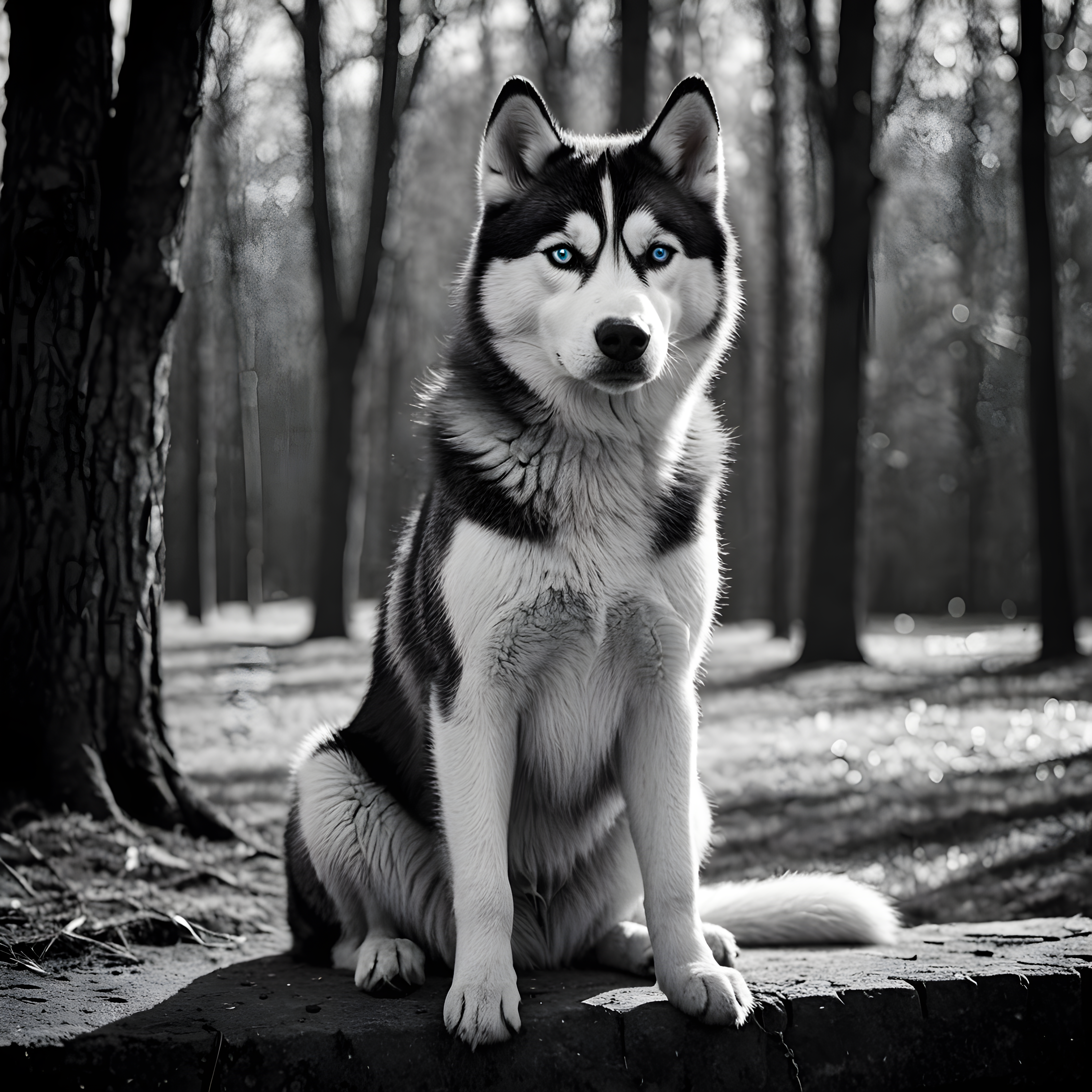 Siberian Husky — Black & White (Fantasy)