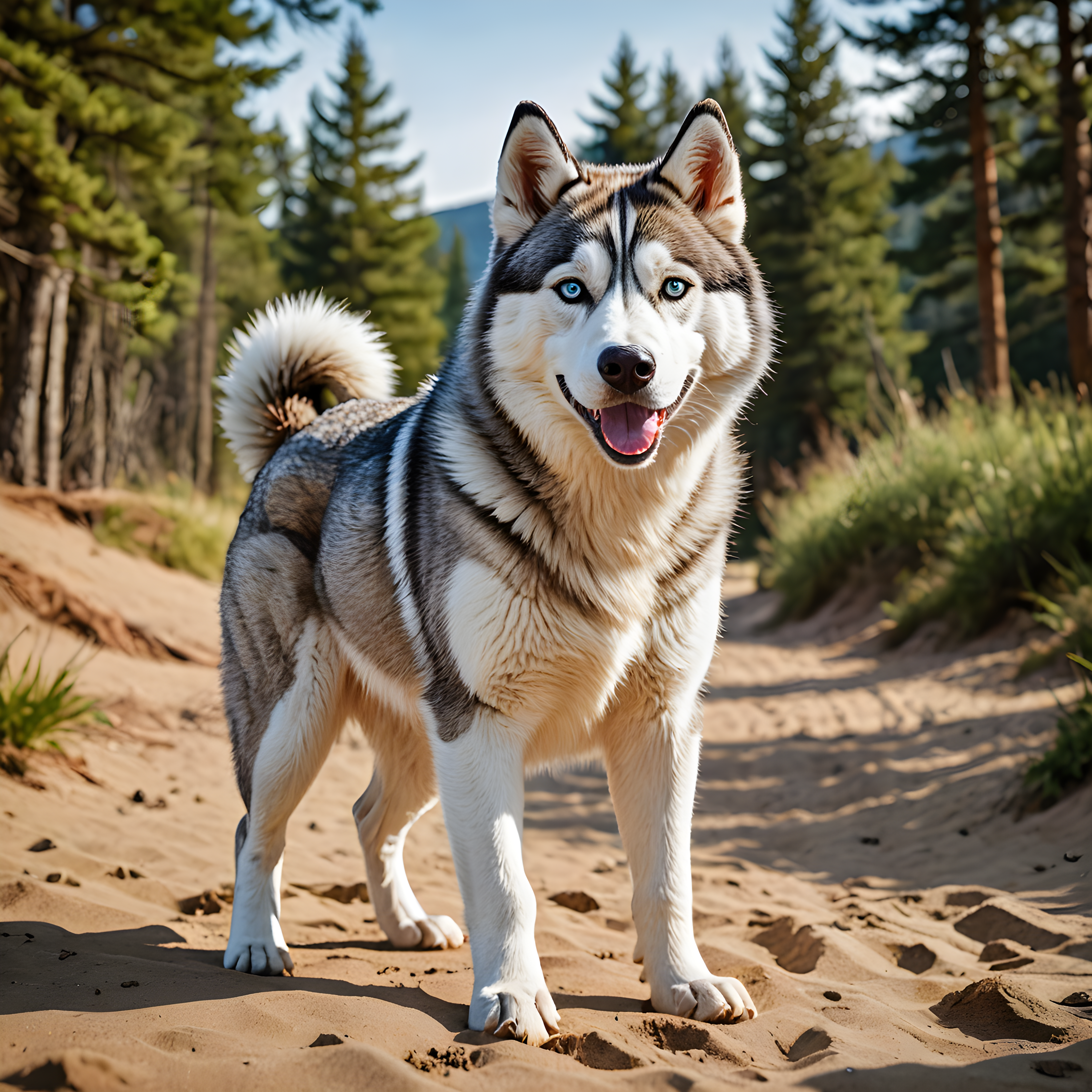 Siberian Husky — Line Art (Playful)