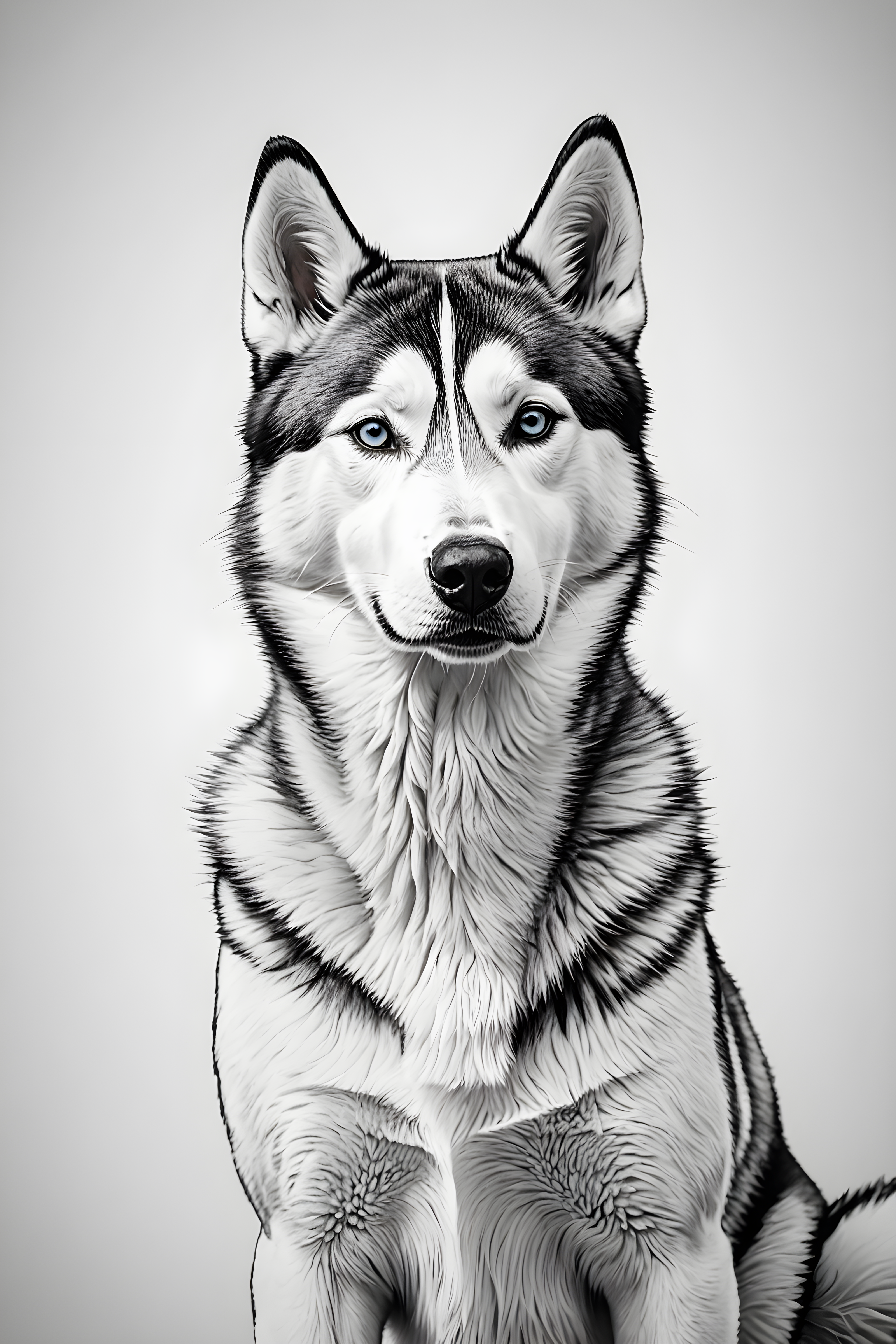 Siberian Husky — Minimalist Line Art (Energetic)