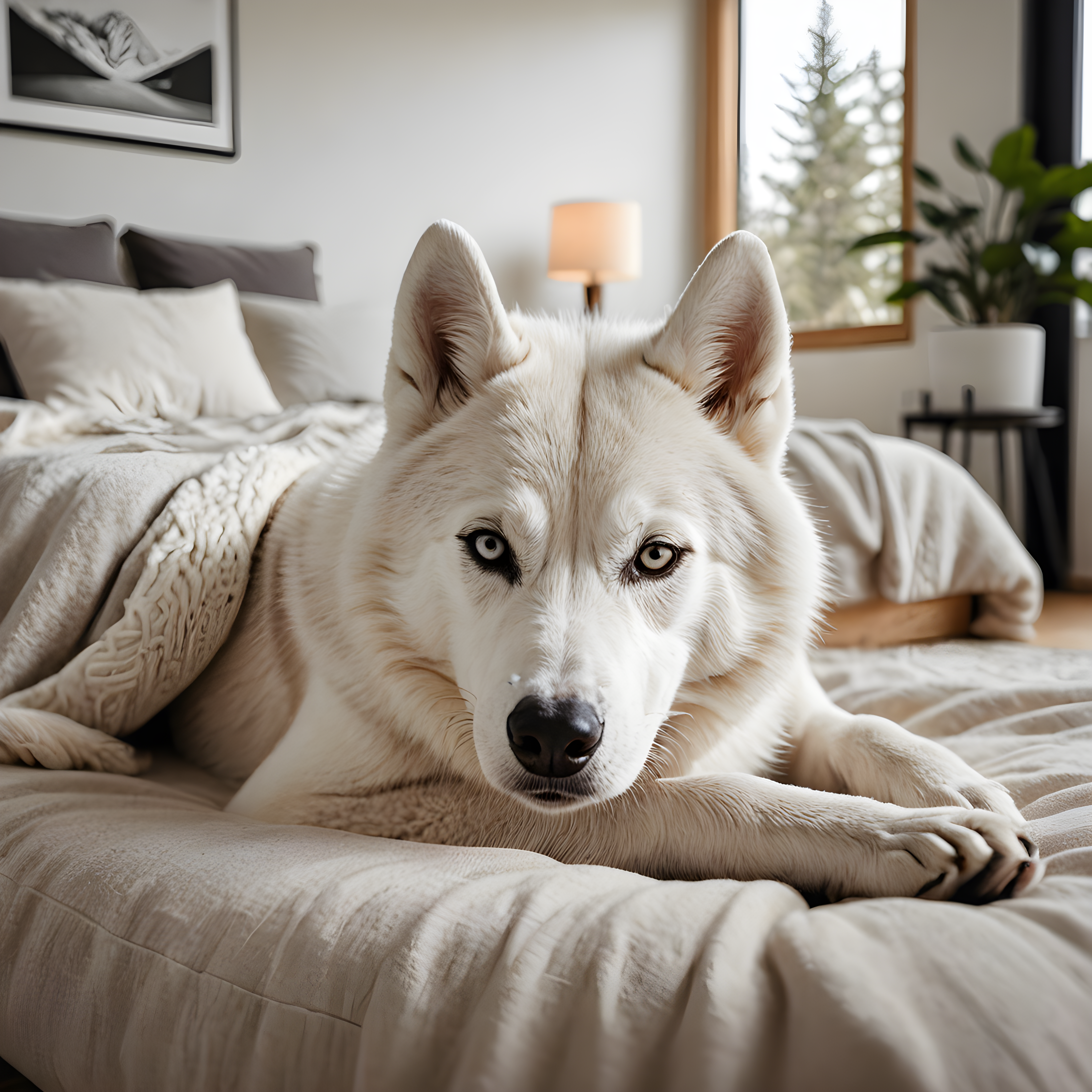 Siberian Husky — Minimalist Line Art (Sleepy)