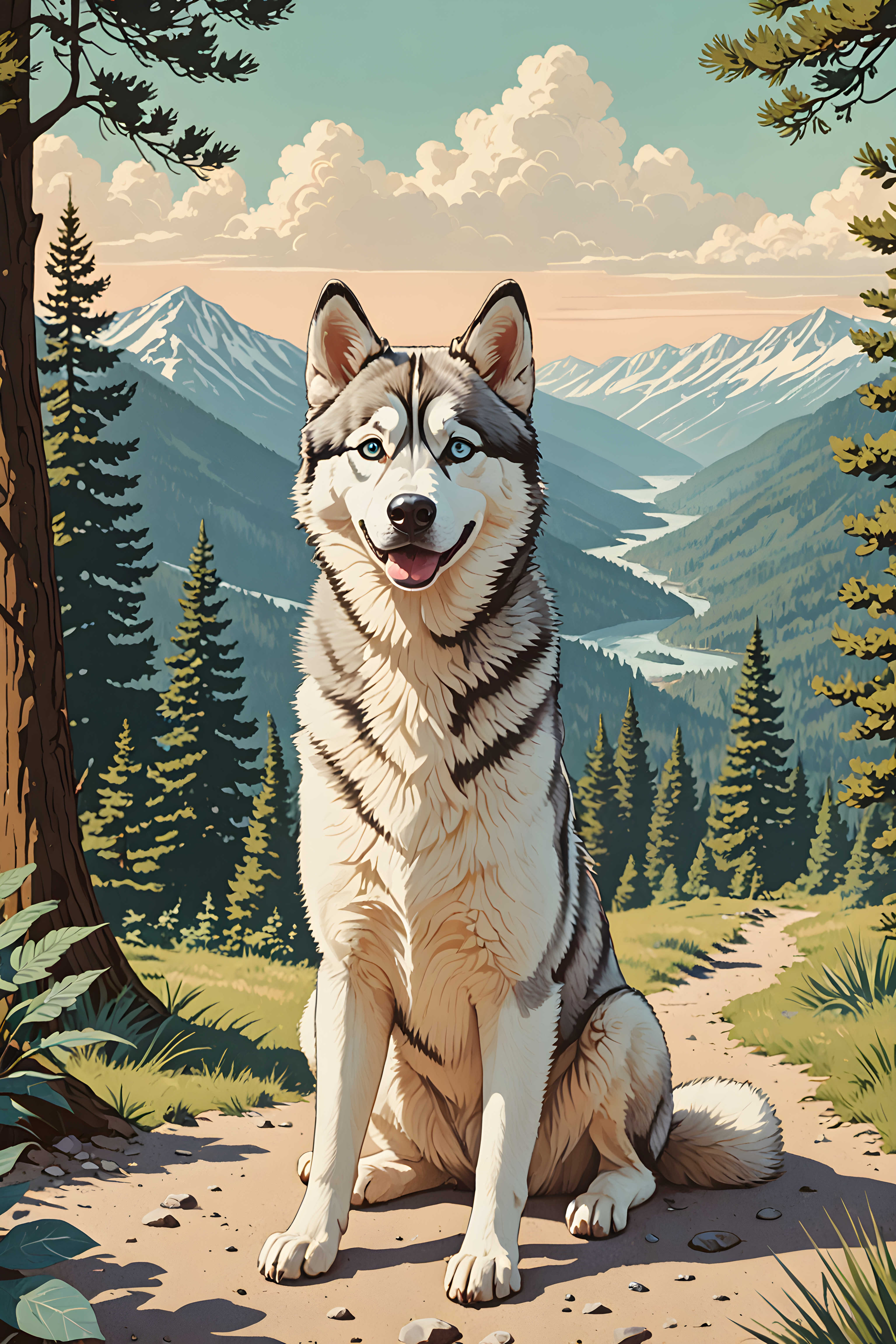 Siberian Husky — Retro (Cute)