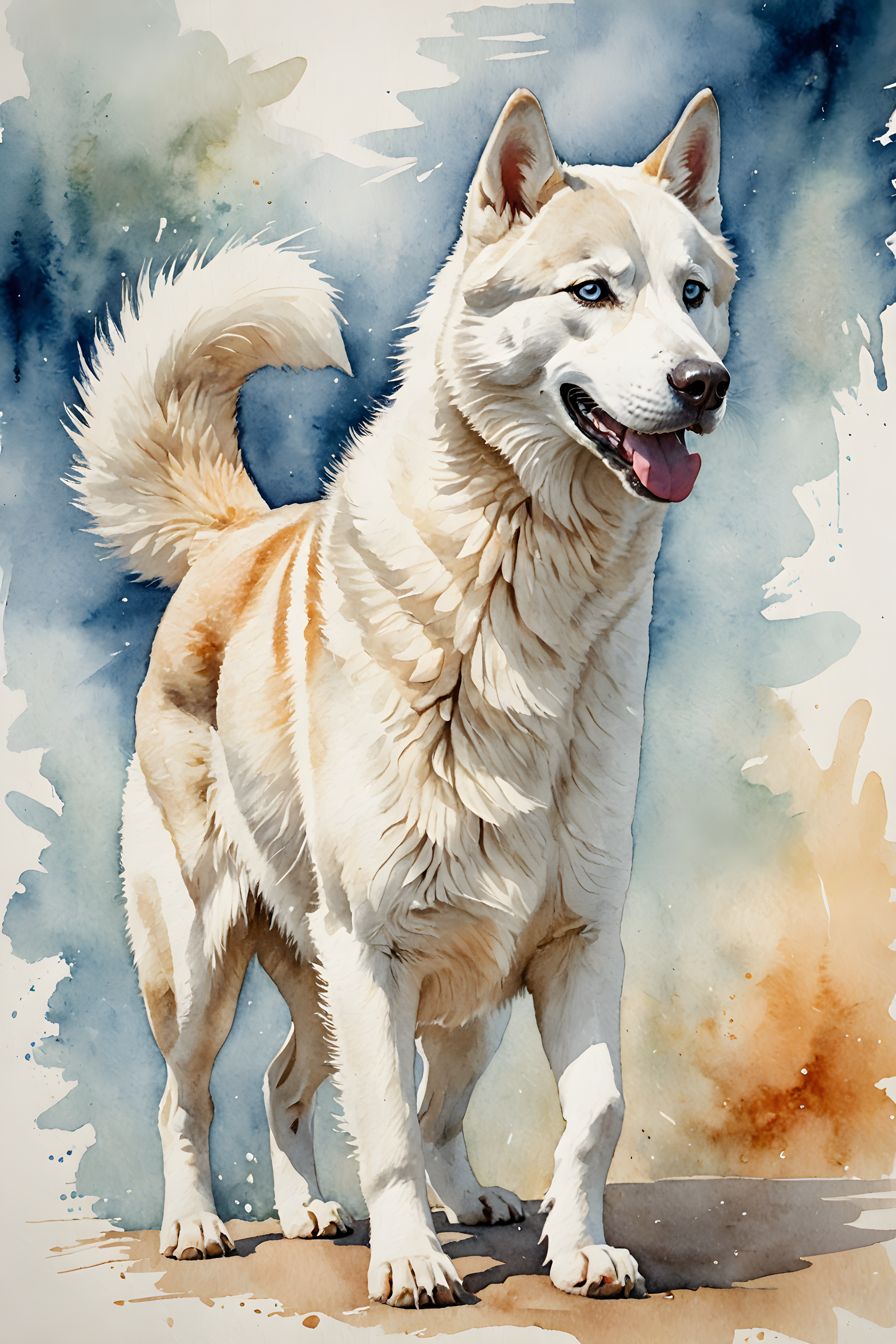 Siberian Husky — Watercolor (Energetic)