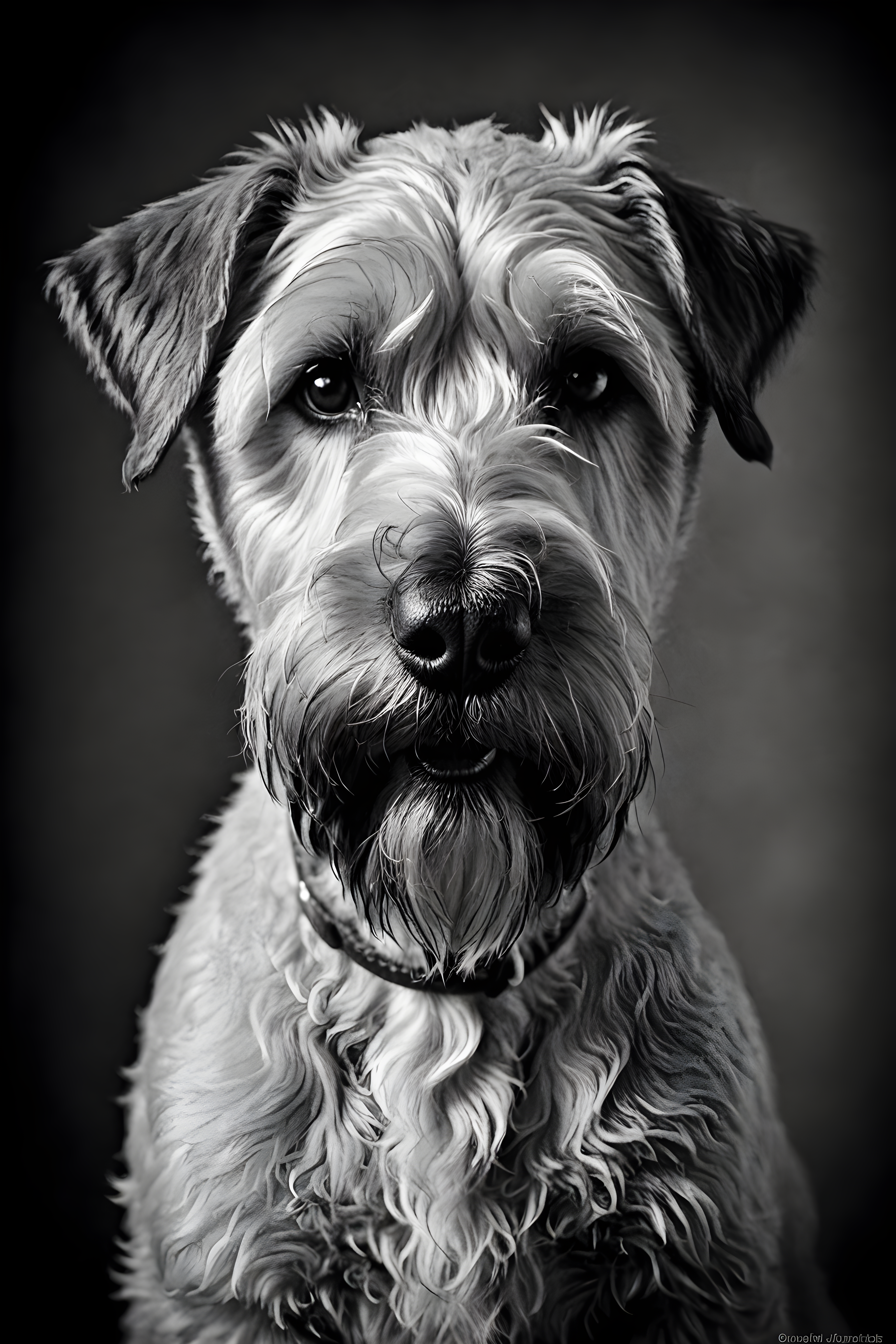 Soft Coated Wheaten Terrier — Black & White (Emotional)