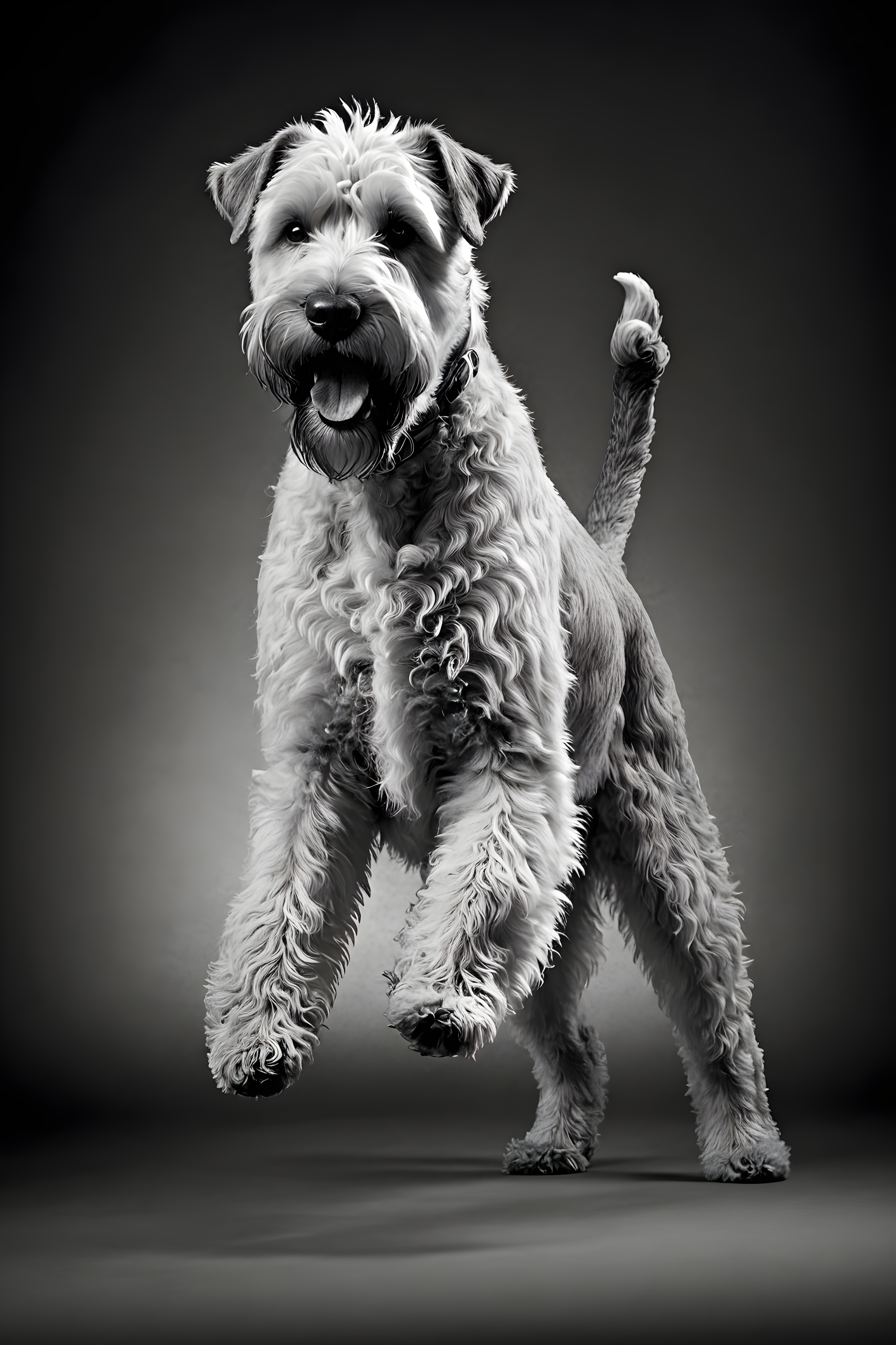 Soft Coated Wheaten Terrier — Black & White (Energetic)