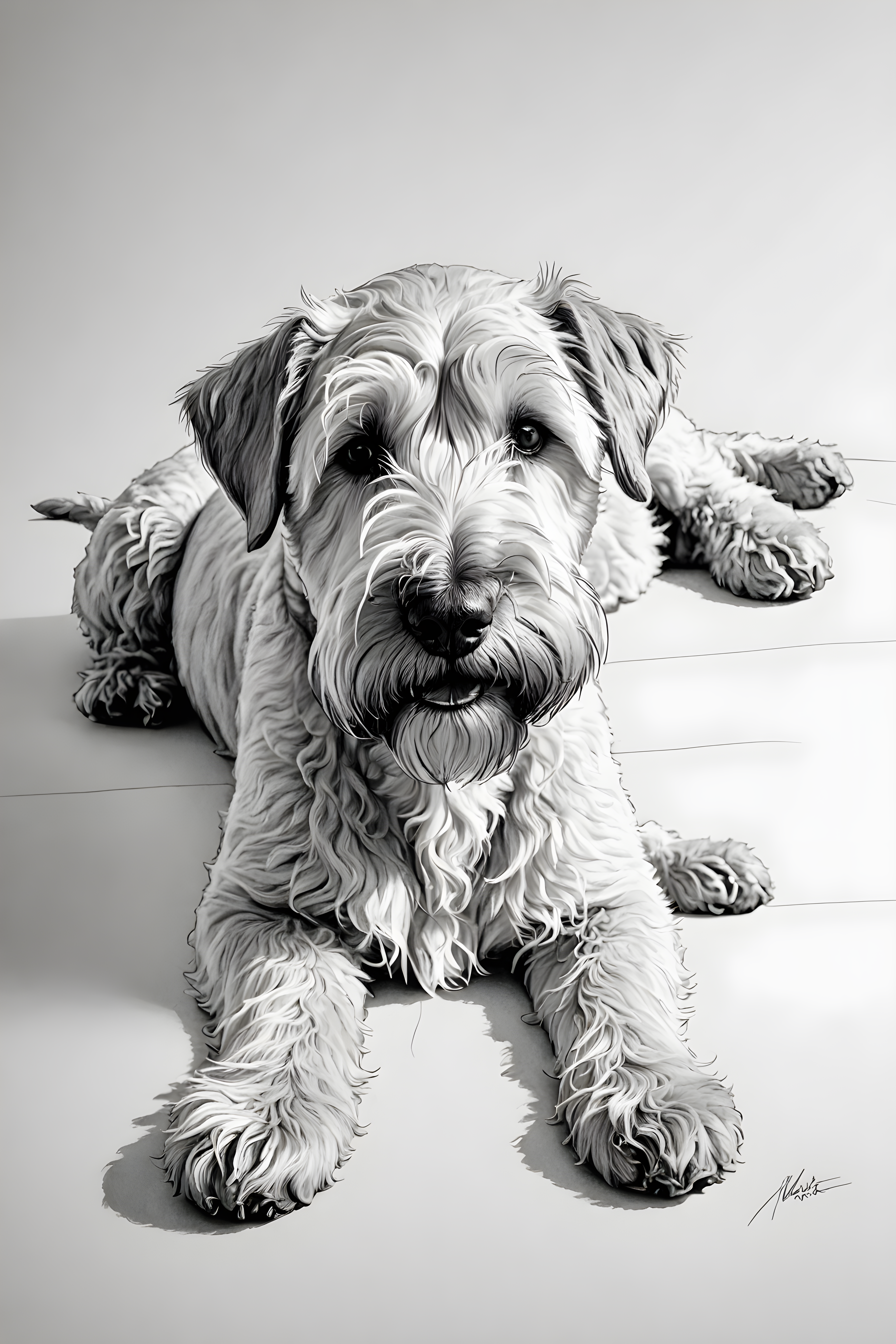 Soft Coated Wheaten Terrier — Minimalist Line Art (Funny)