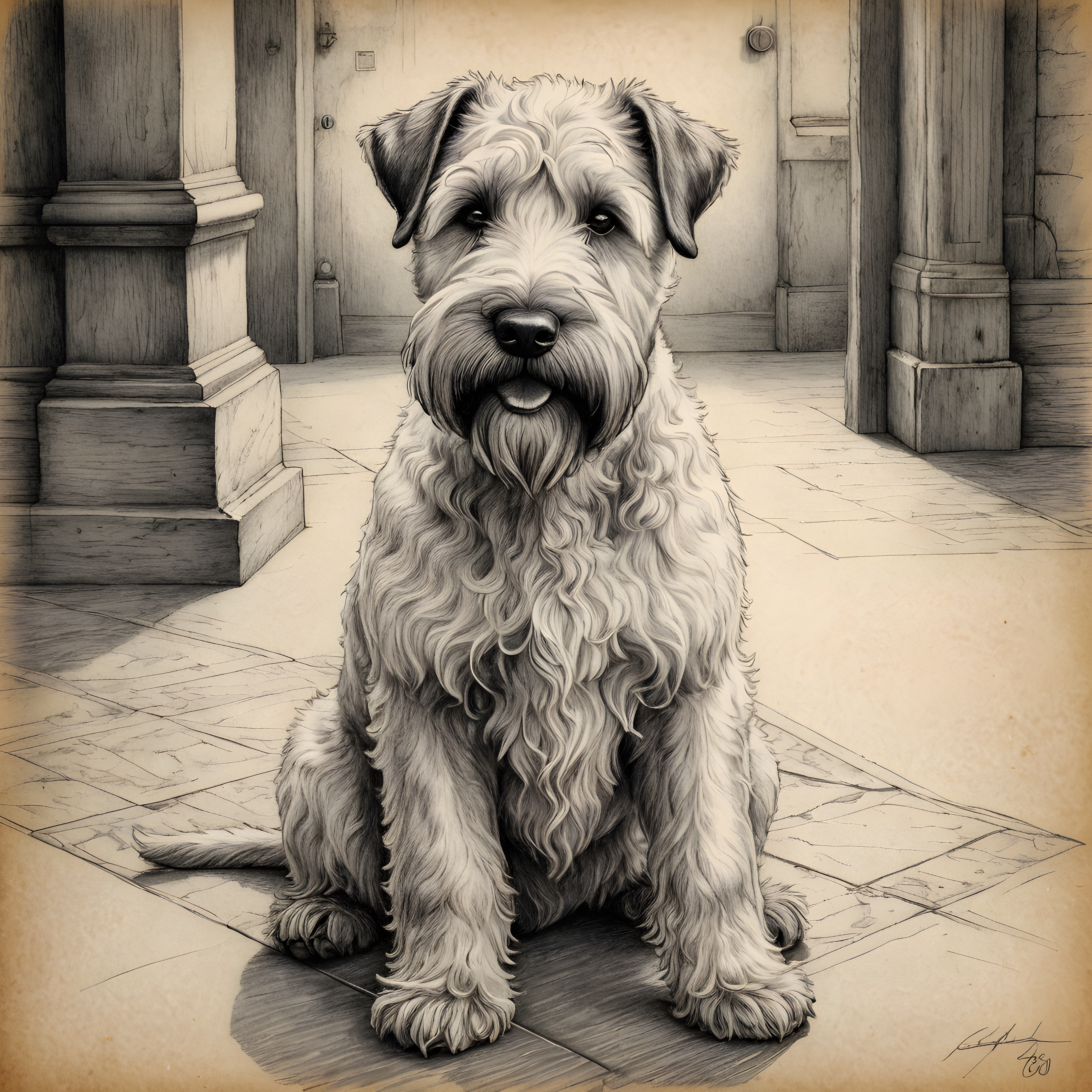 Soft Coated Wheaten Terrier — Pencil Sketch (Fantasy)