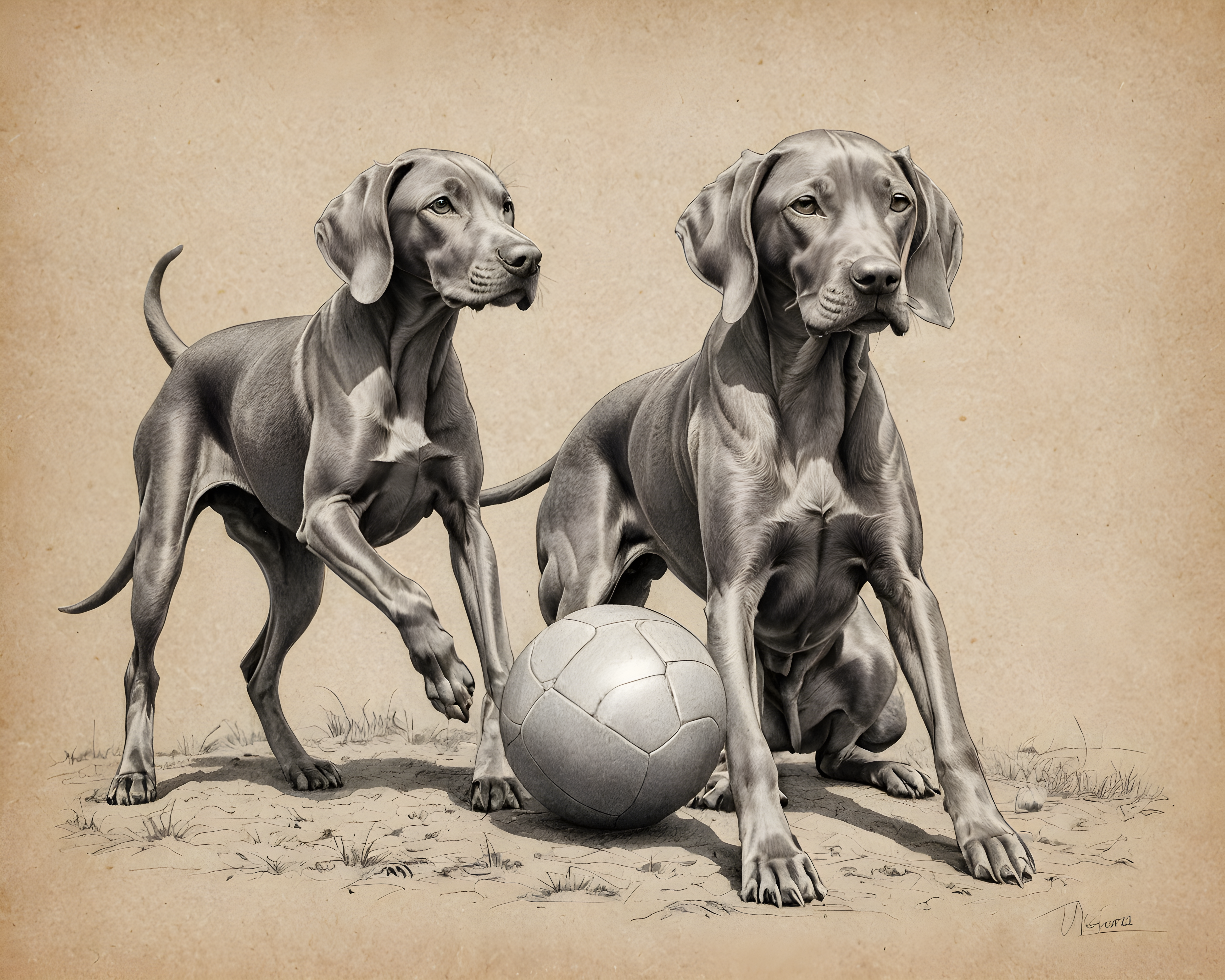 Vizsla — Pencil Sketch (Playful)