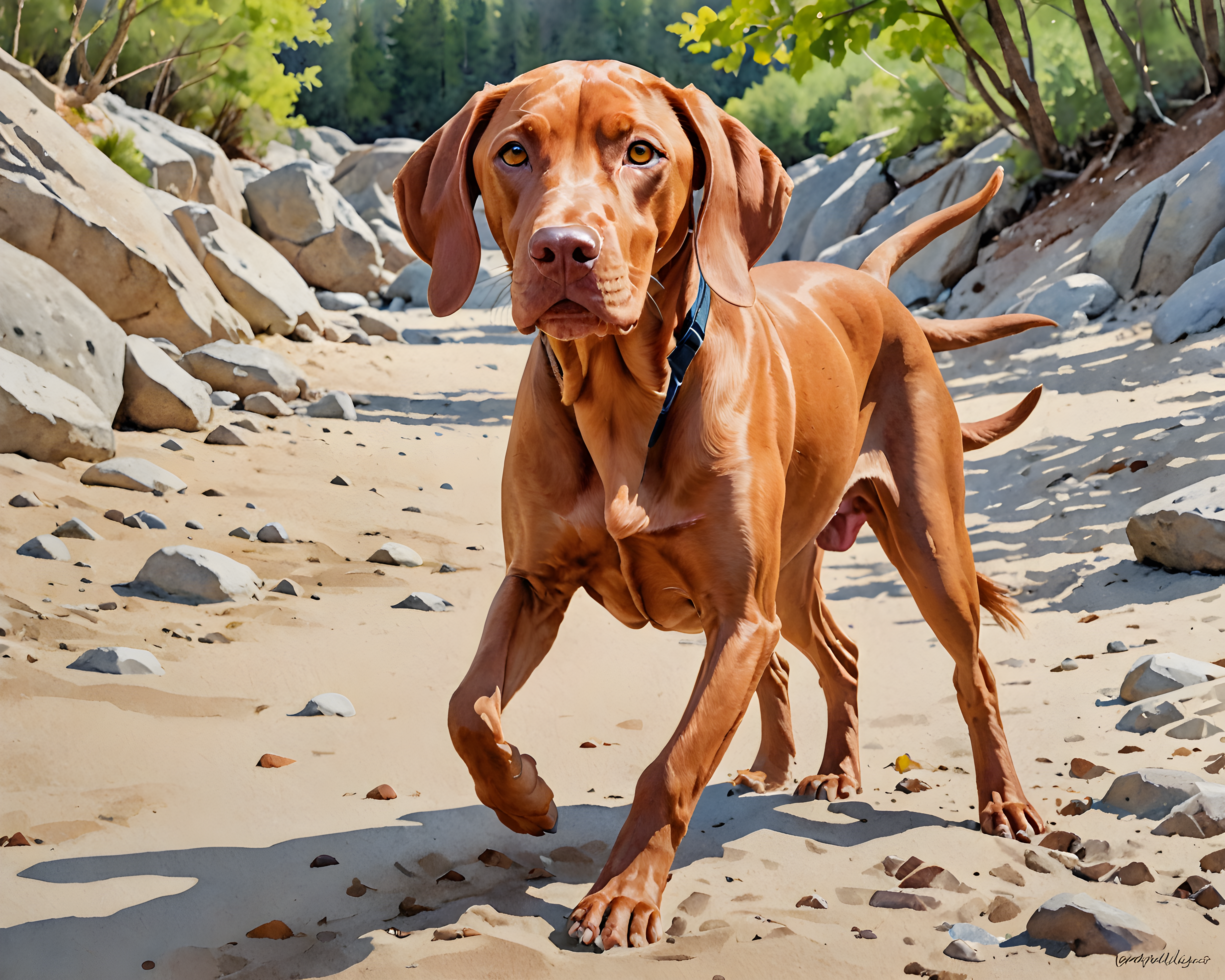 Vizsla — Watercolor (Playful)