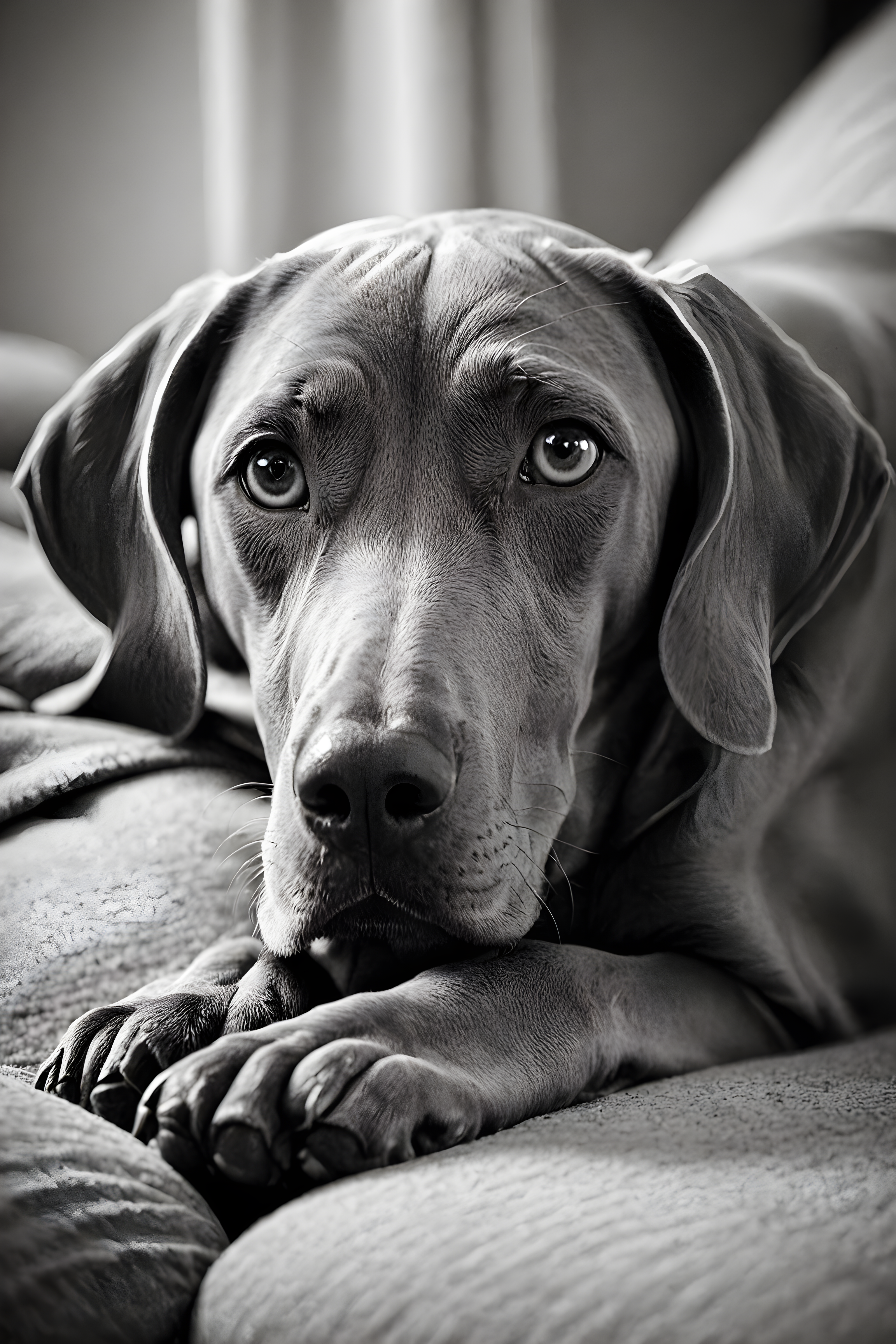 Weimaraner — Black & White (Cute)