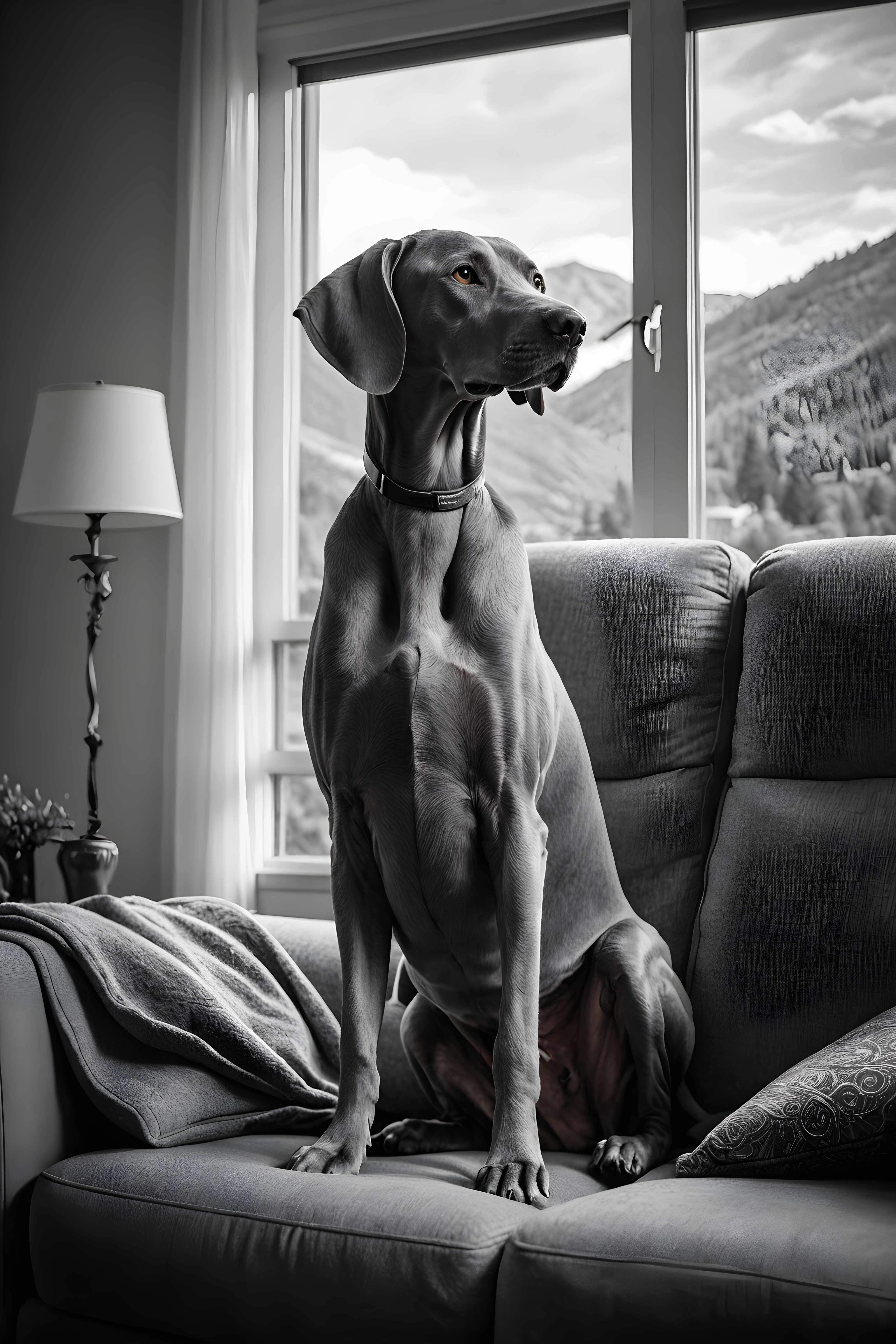 Weimaraner — Black & White (Lifestyle)