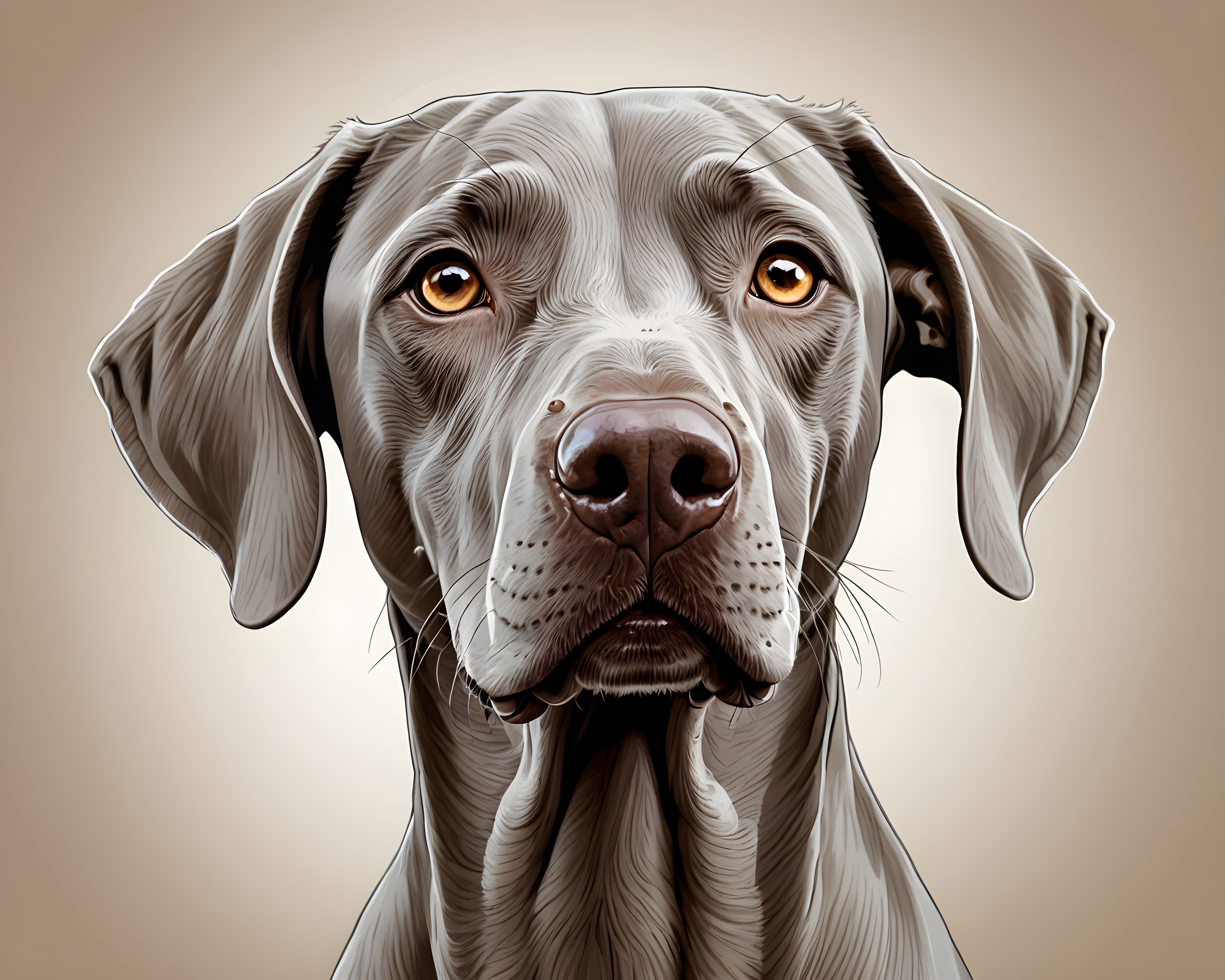 Weimaraner — Line Art (Happy)