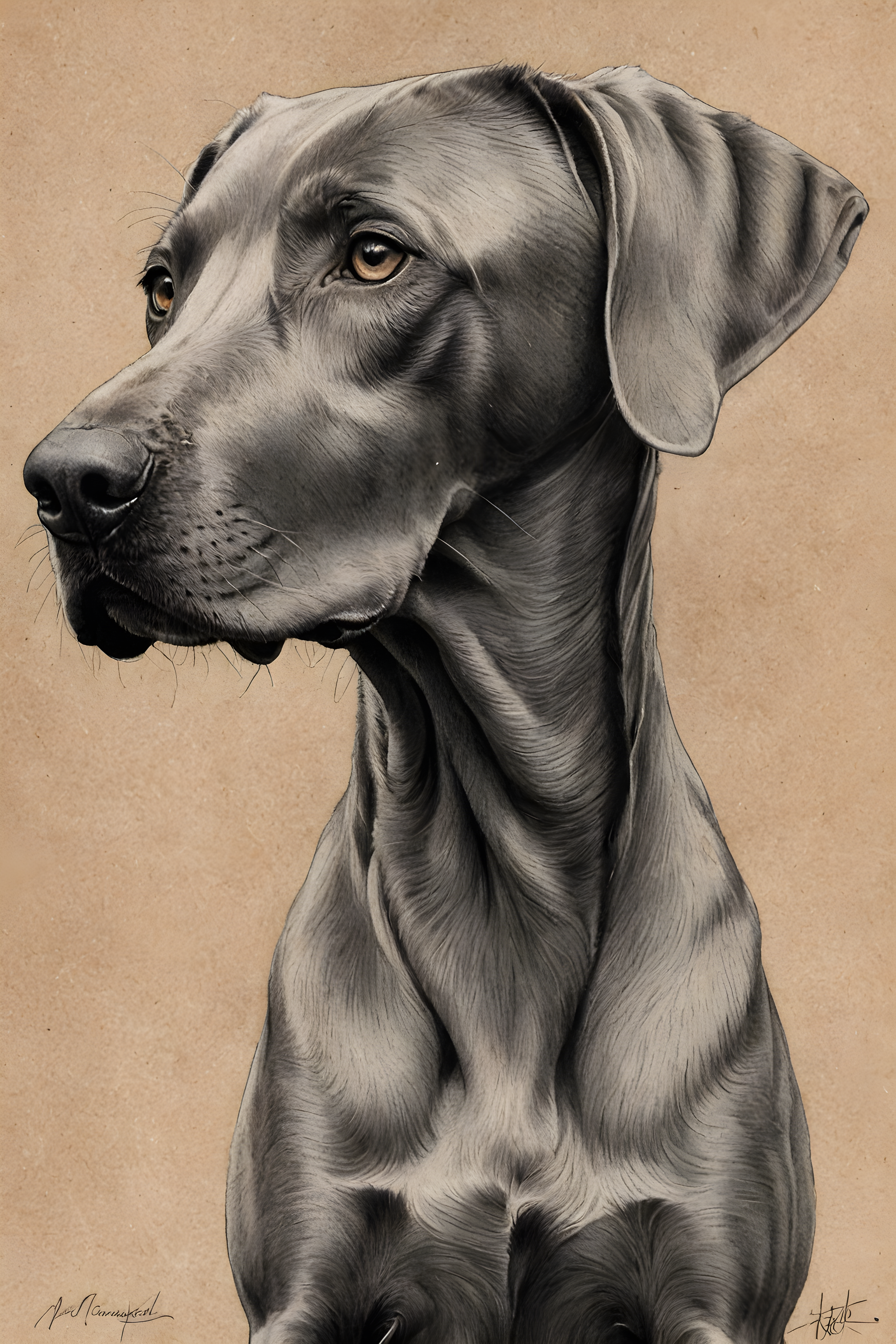 Weimaraner — Pencil Sketch (Emotional)