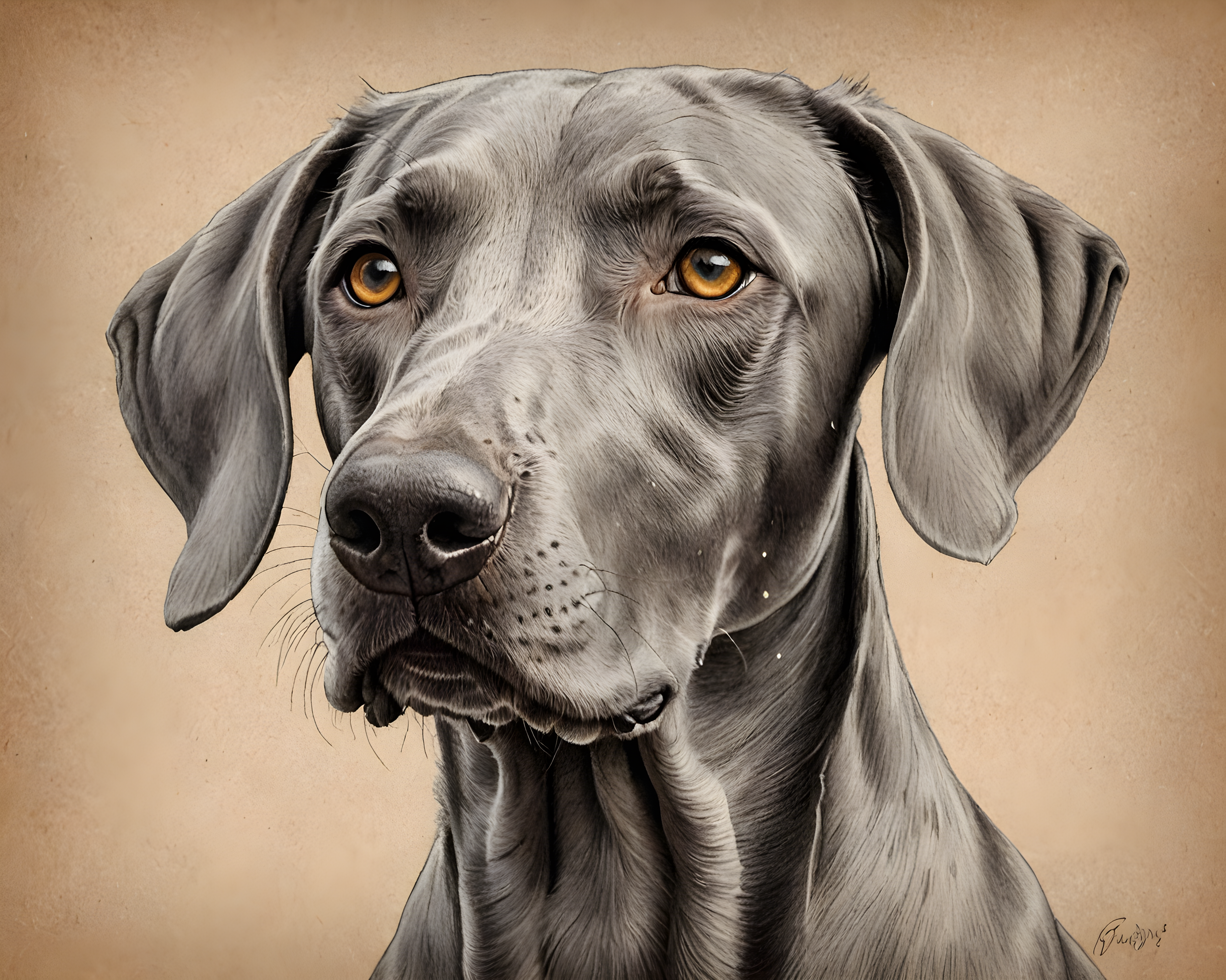 Weimaraner — Pencil Sketch (Happy)