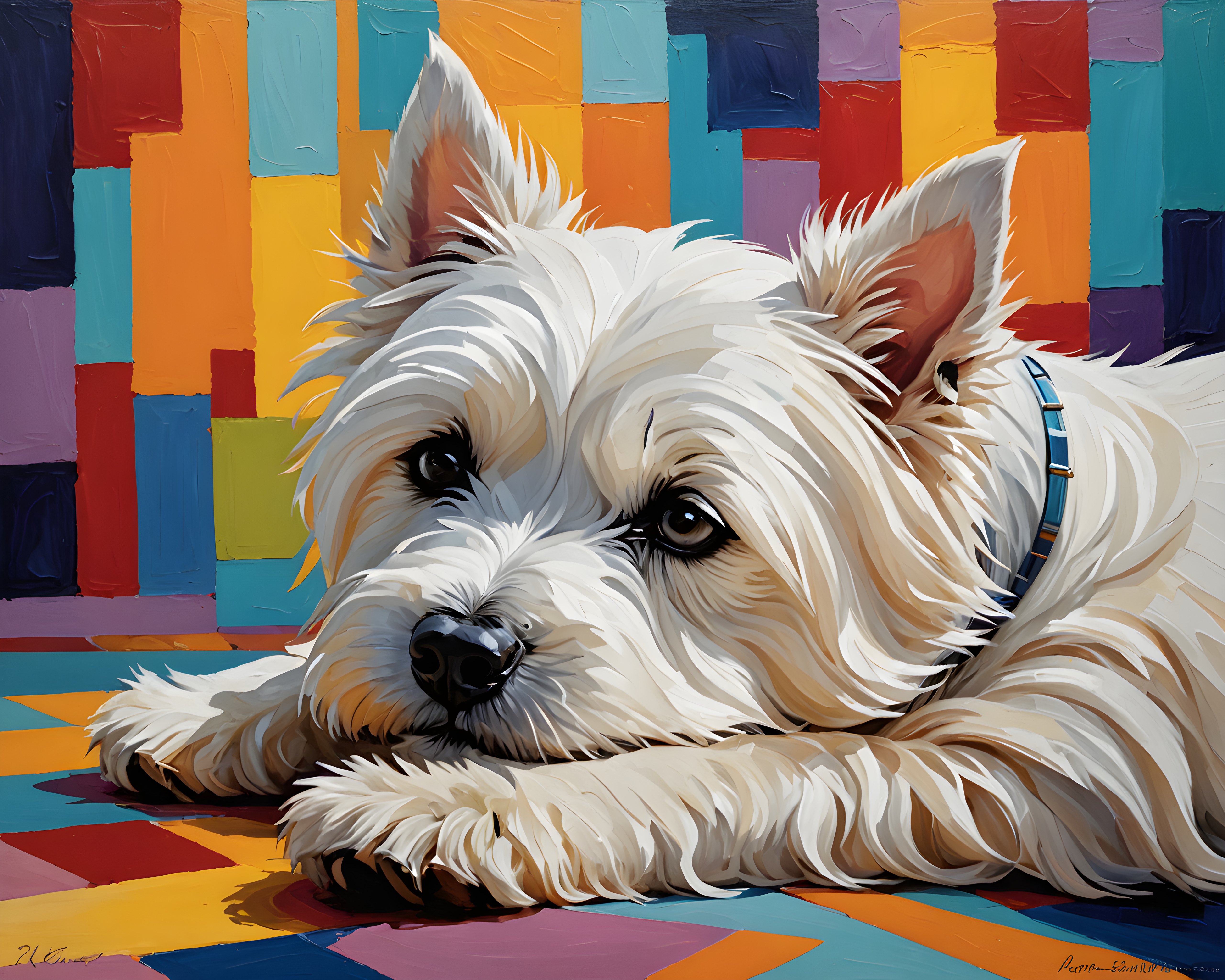 West Highland White Terrier — Abstract (Sleepy)