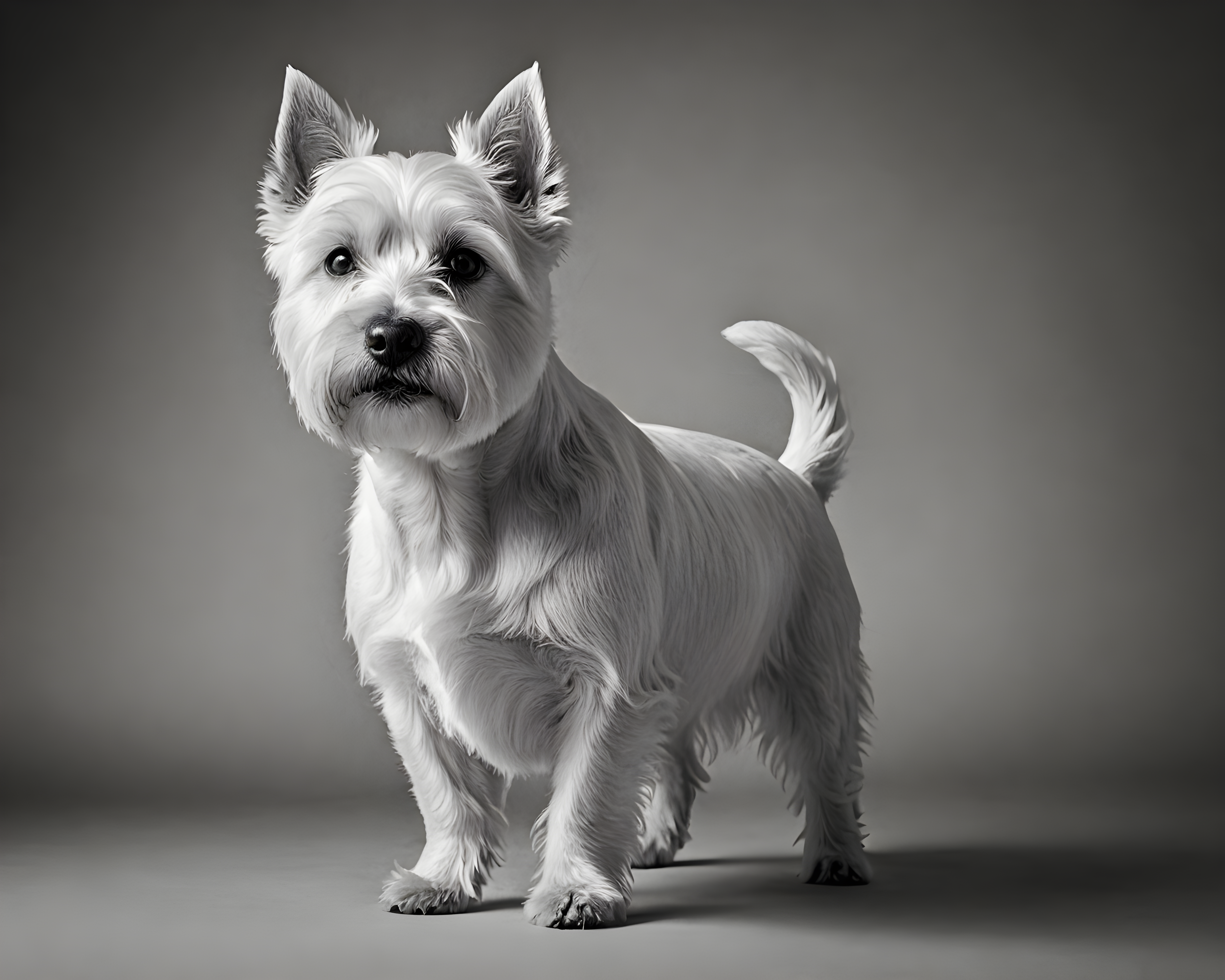 West Highland White Terrier — Black & White (Romantic)