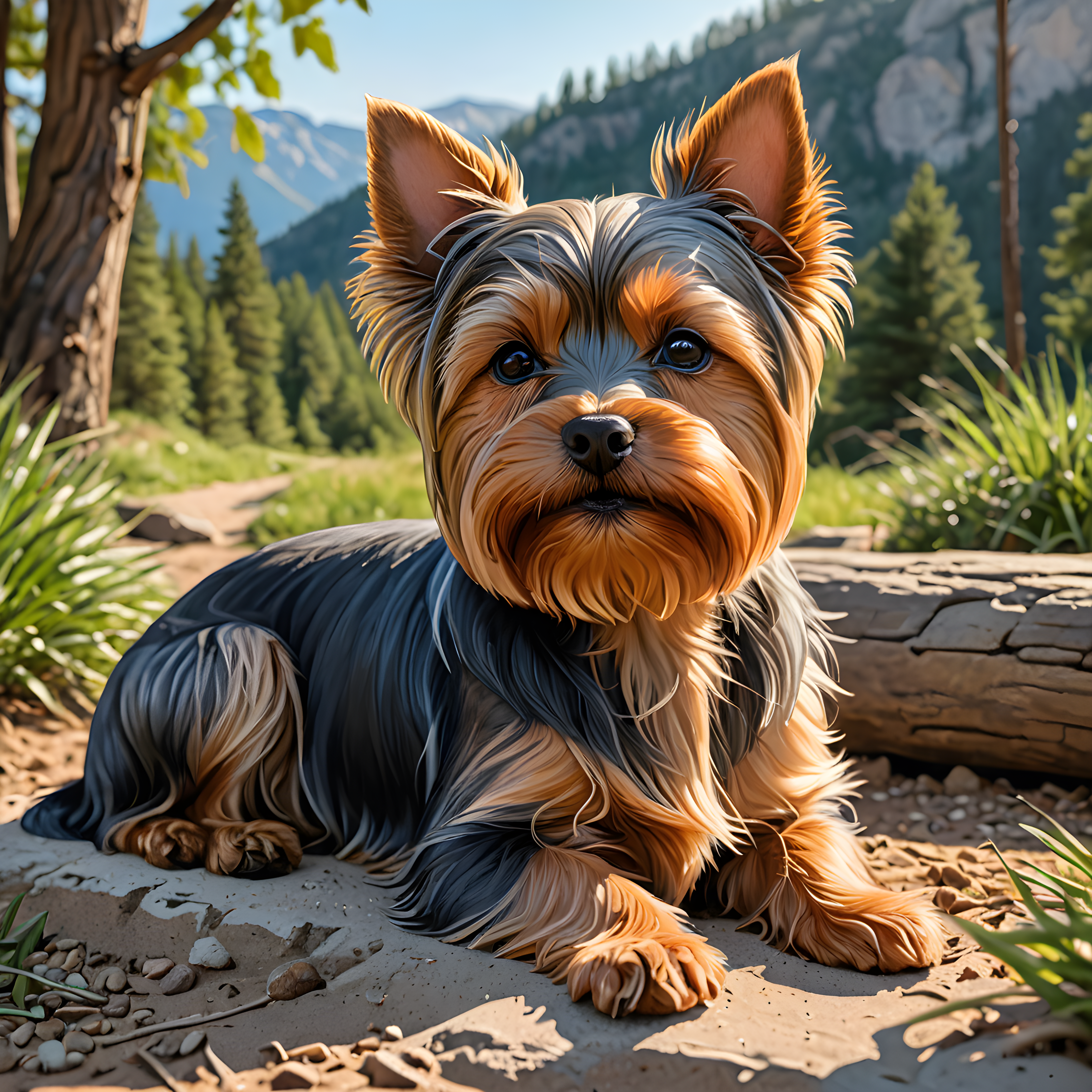 Yorkshire Terrier — Line Art (Sleepy)