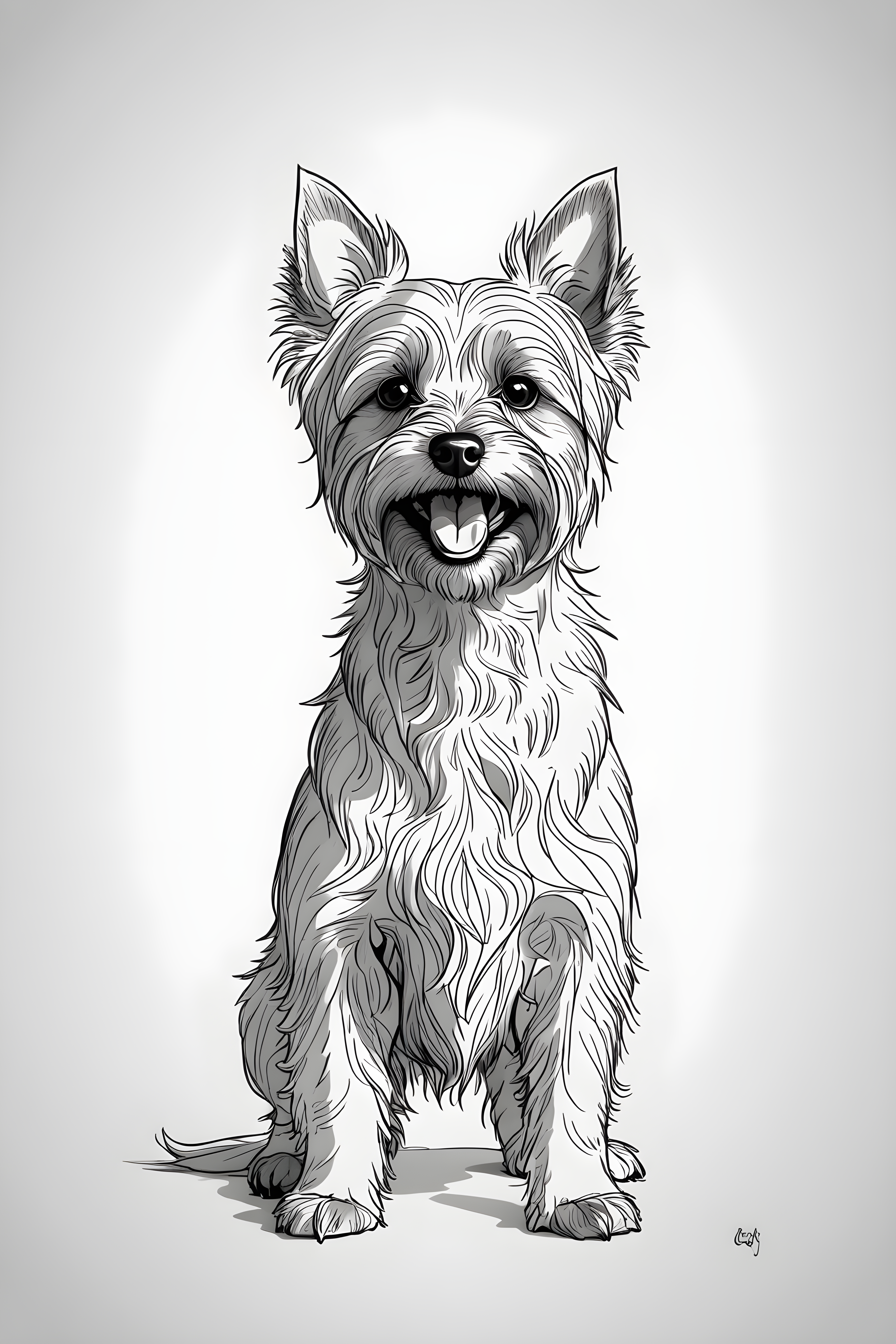 Yorkshire Terrier — Minimalist Line Art (Happy)