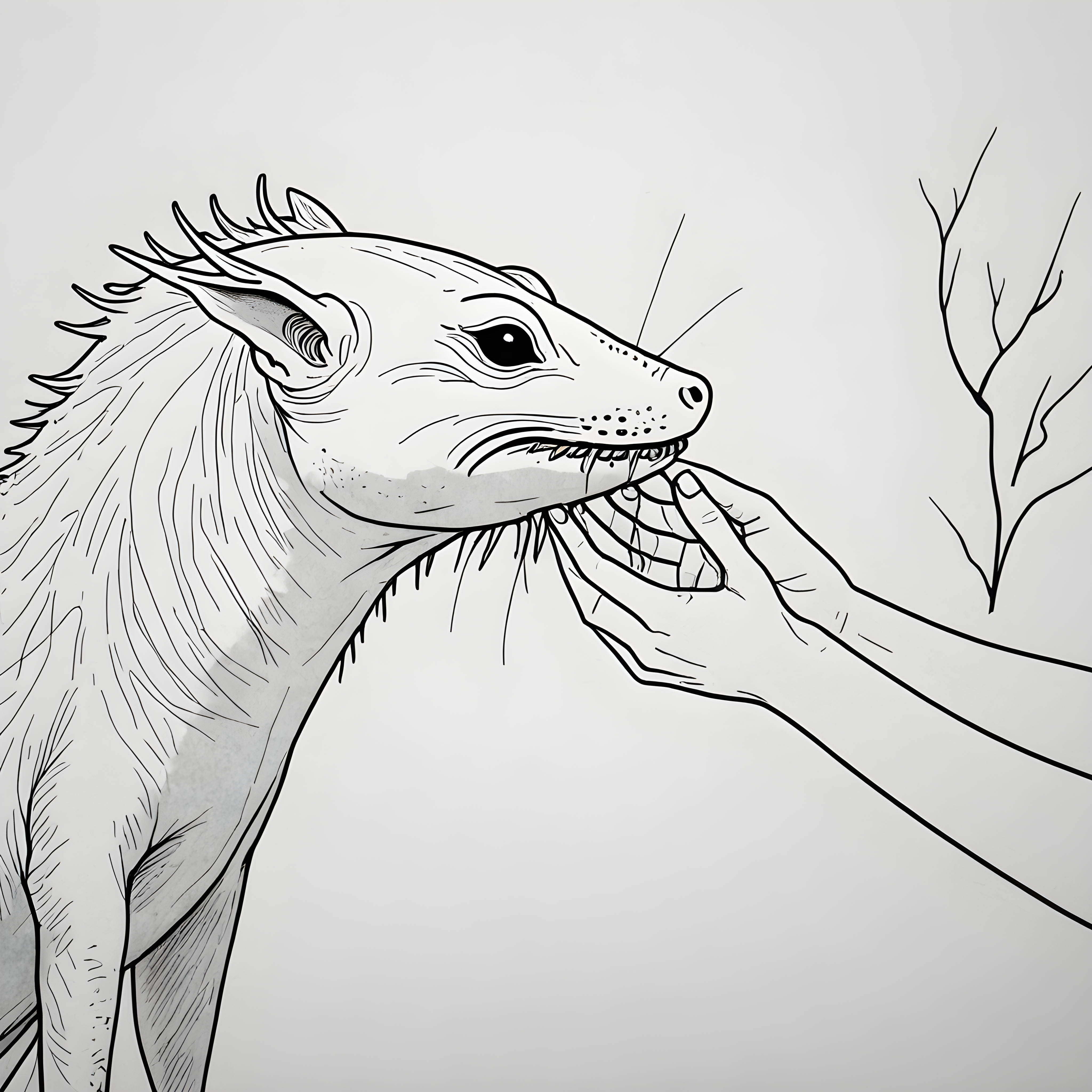 Axolotl — Minimalist Line Art (Emotional)