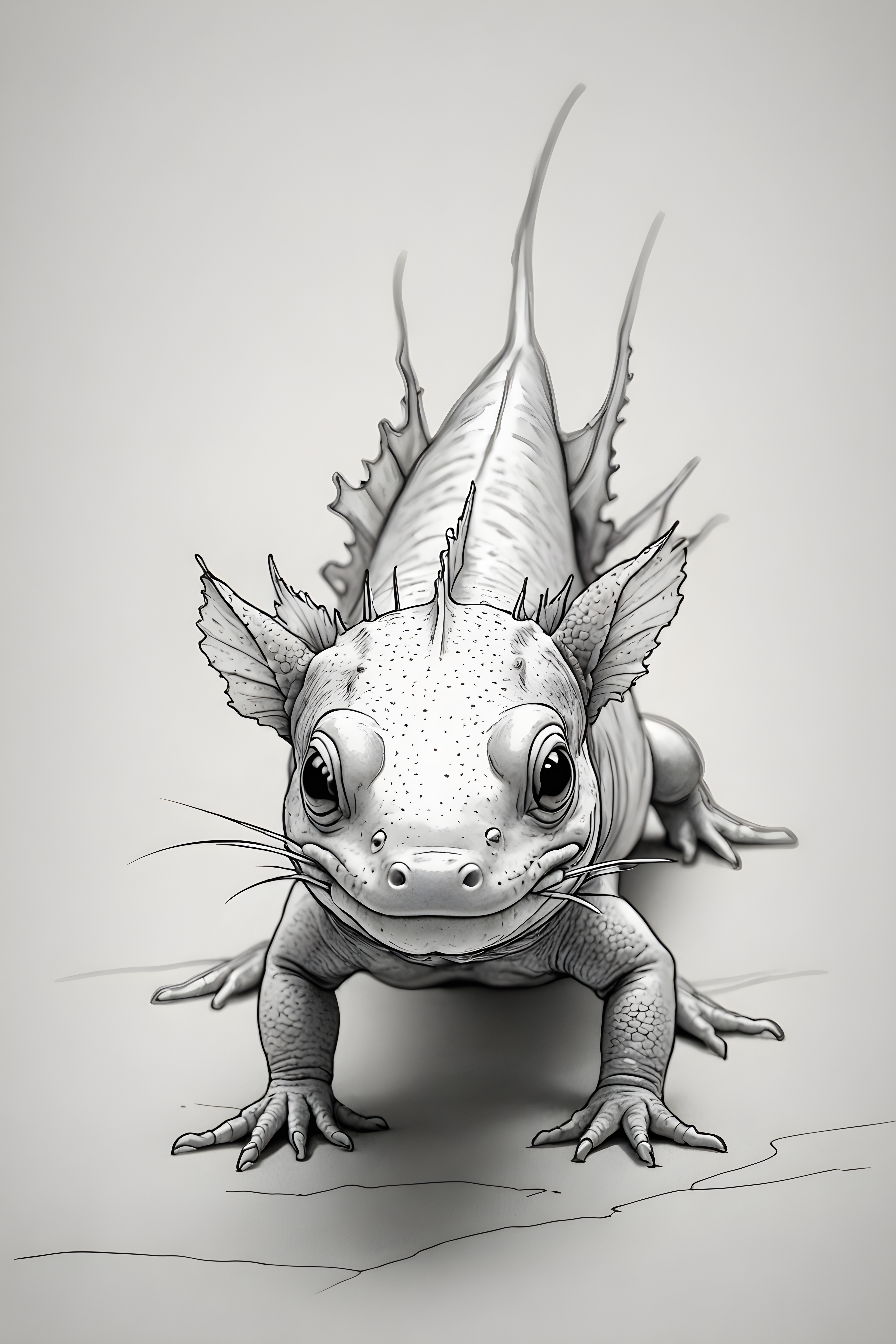 Axolotl — Minimalist Line Art (Fantasy)