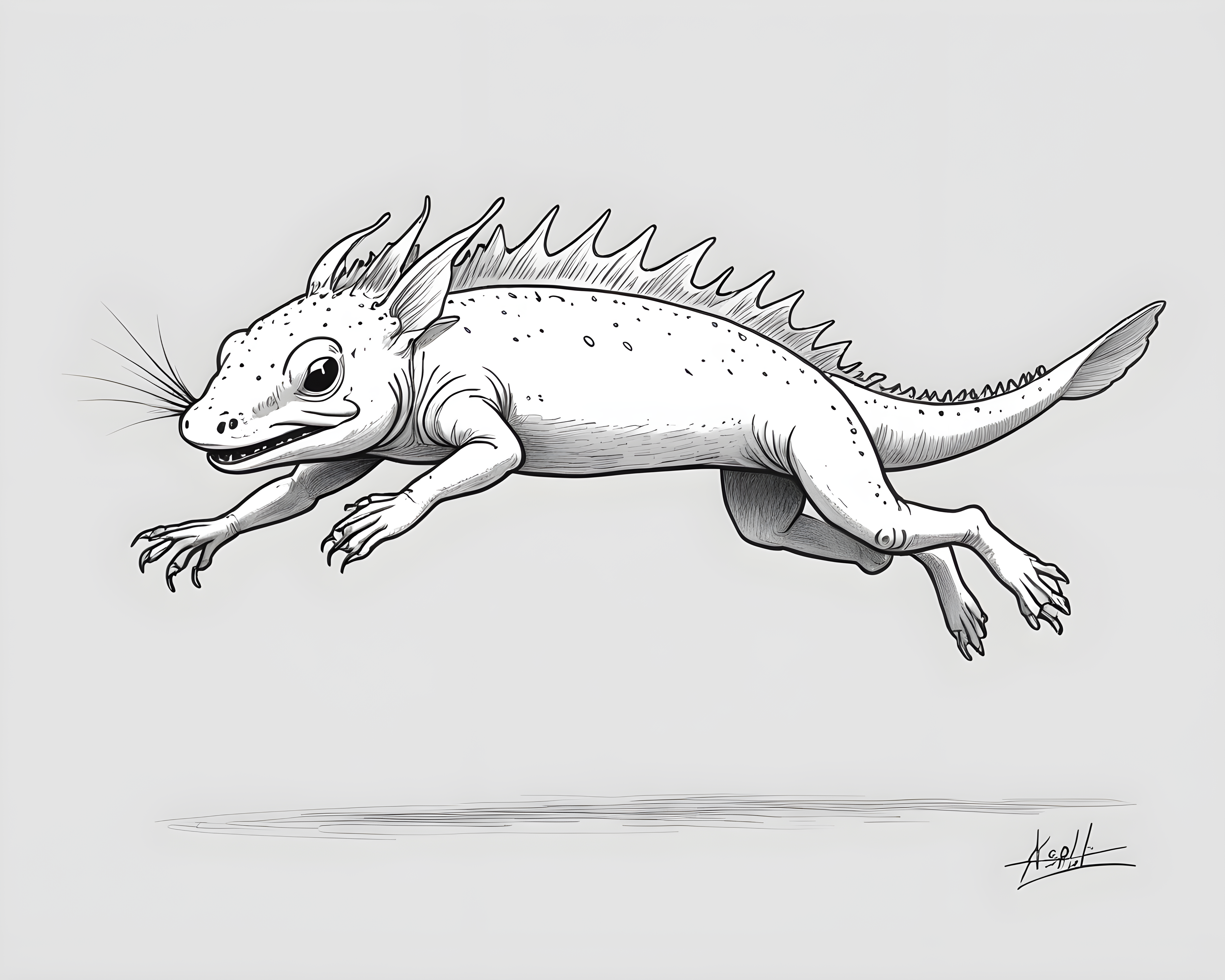 Axolotl — Minimalist Line Art (Funny)