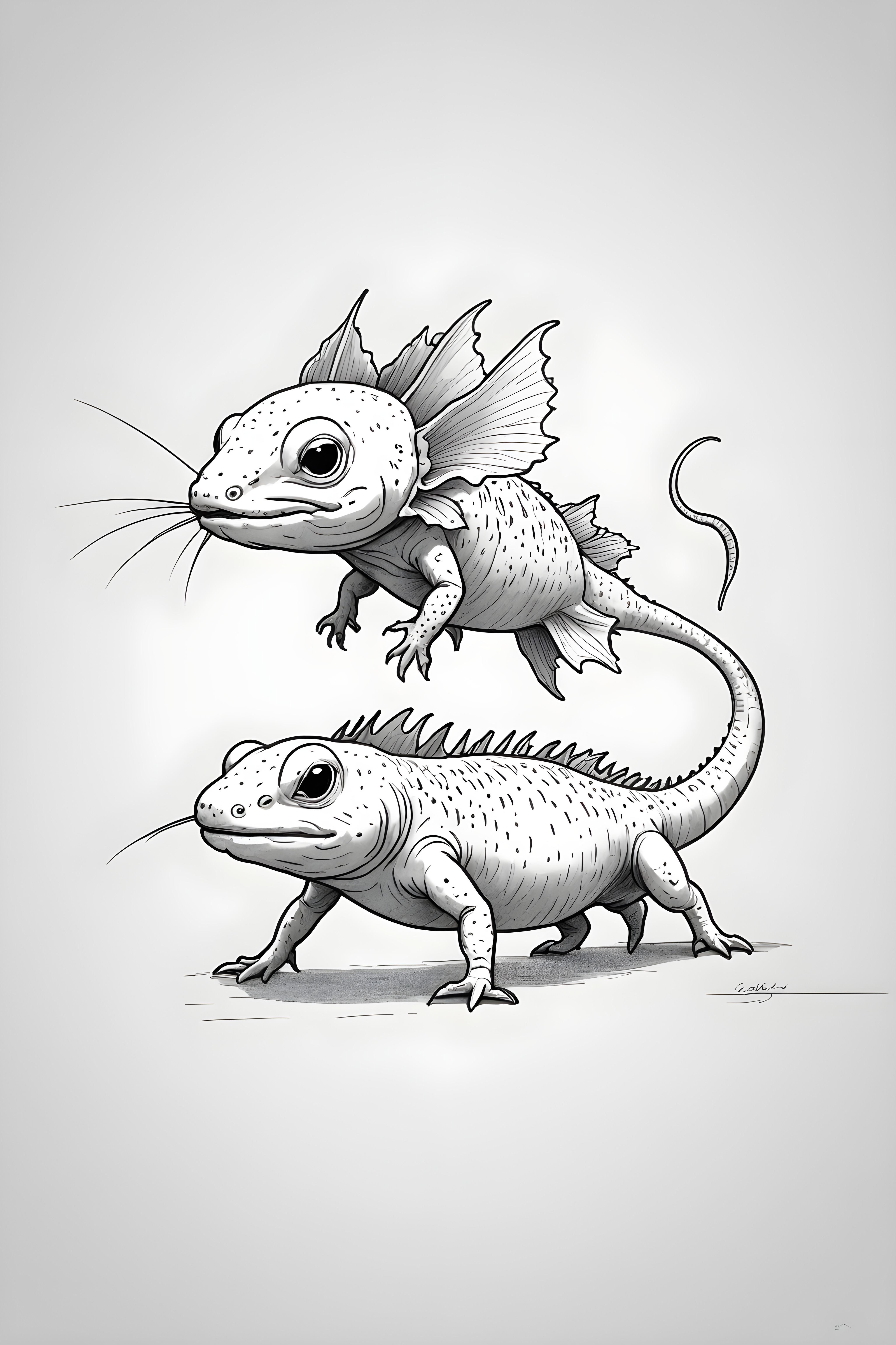 Axolotl — Minimalist Line Art (Playful)