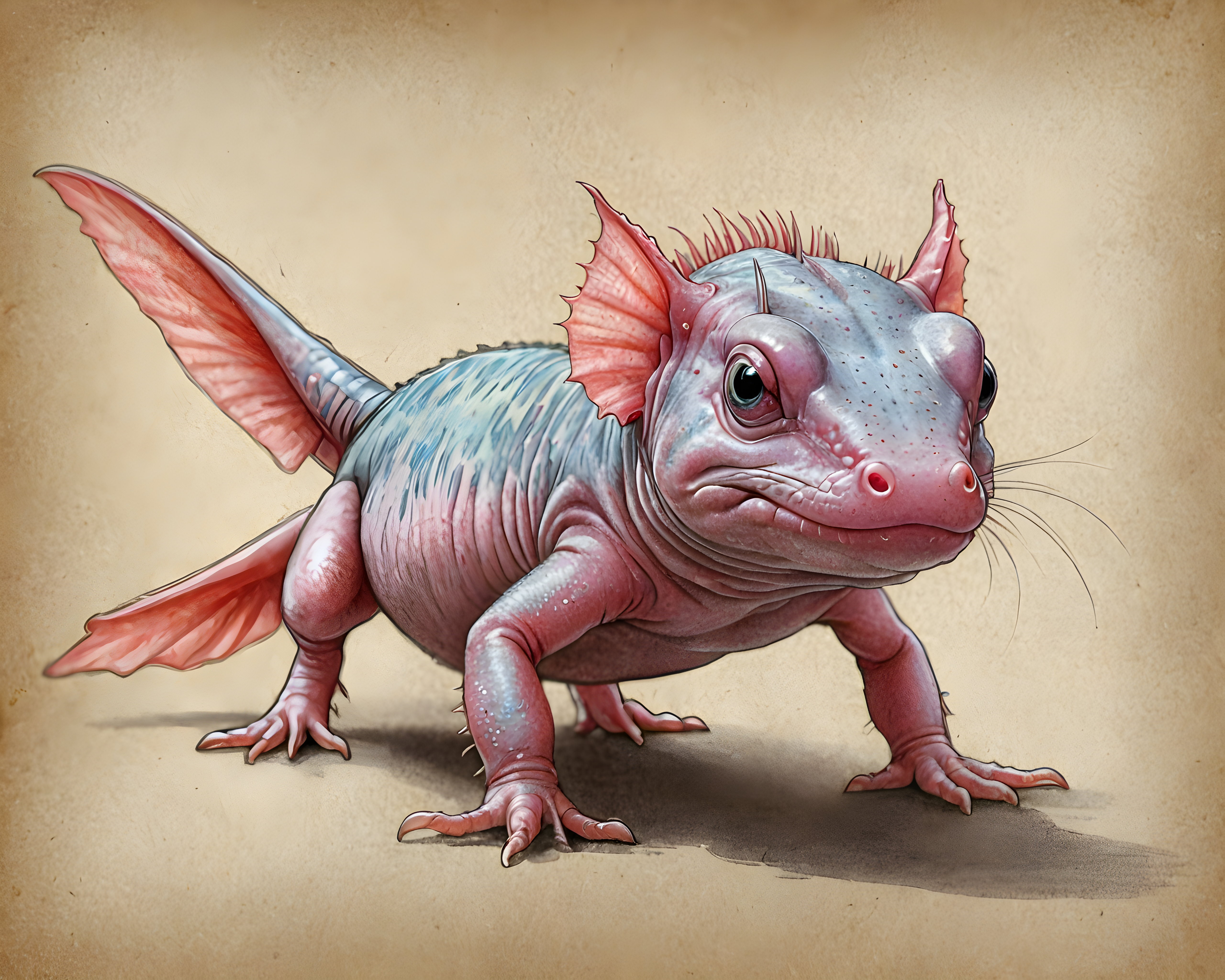 Axolotl — Pencil Sketch (Energetic)
