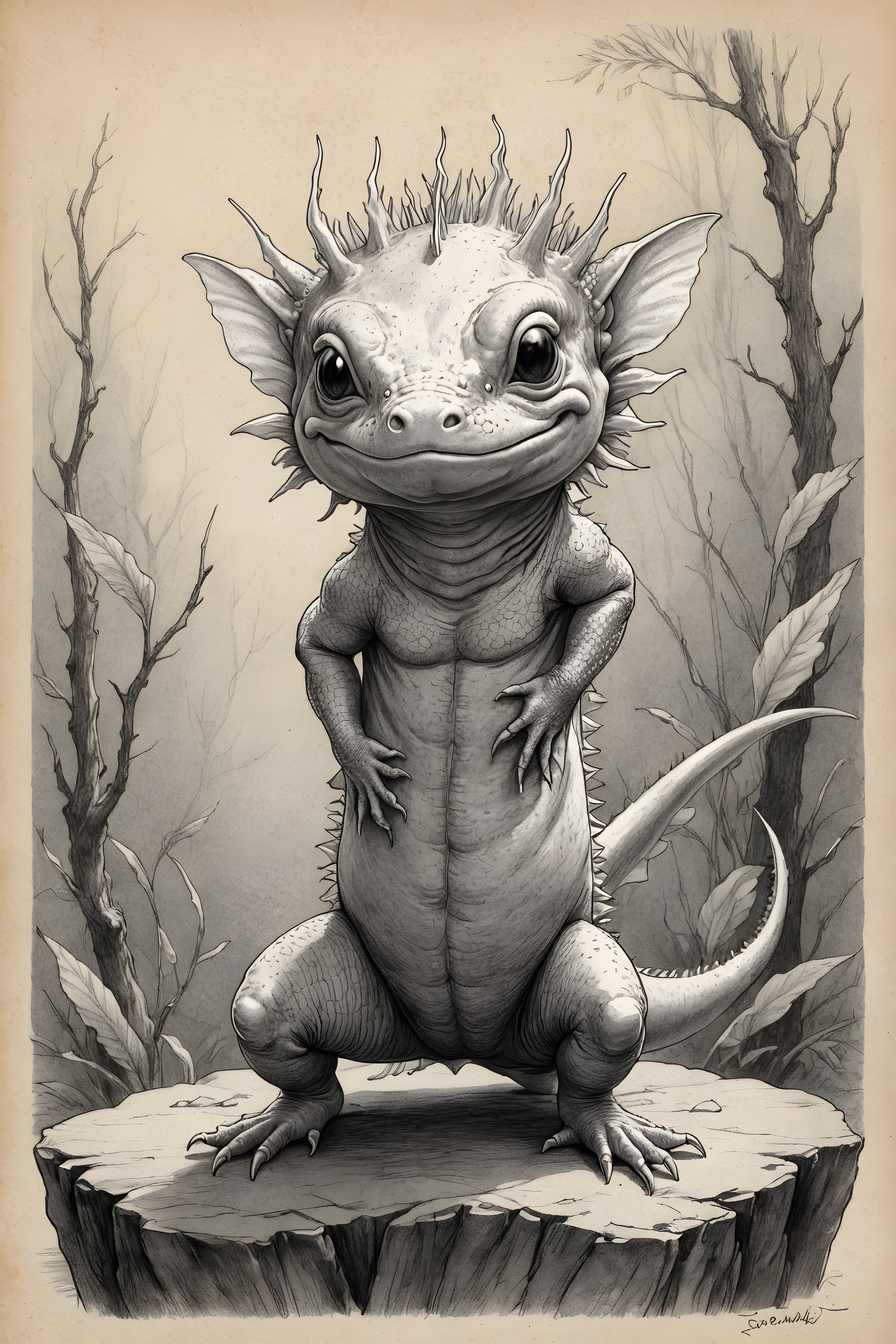 Axolotl — Pencil Sketch (Motivational)
