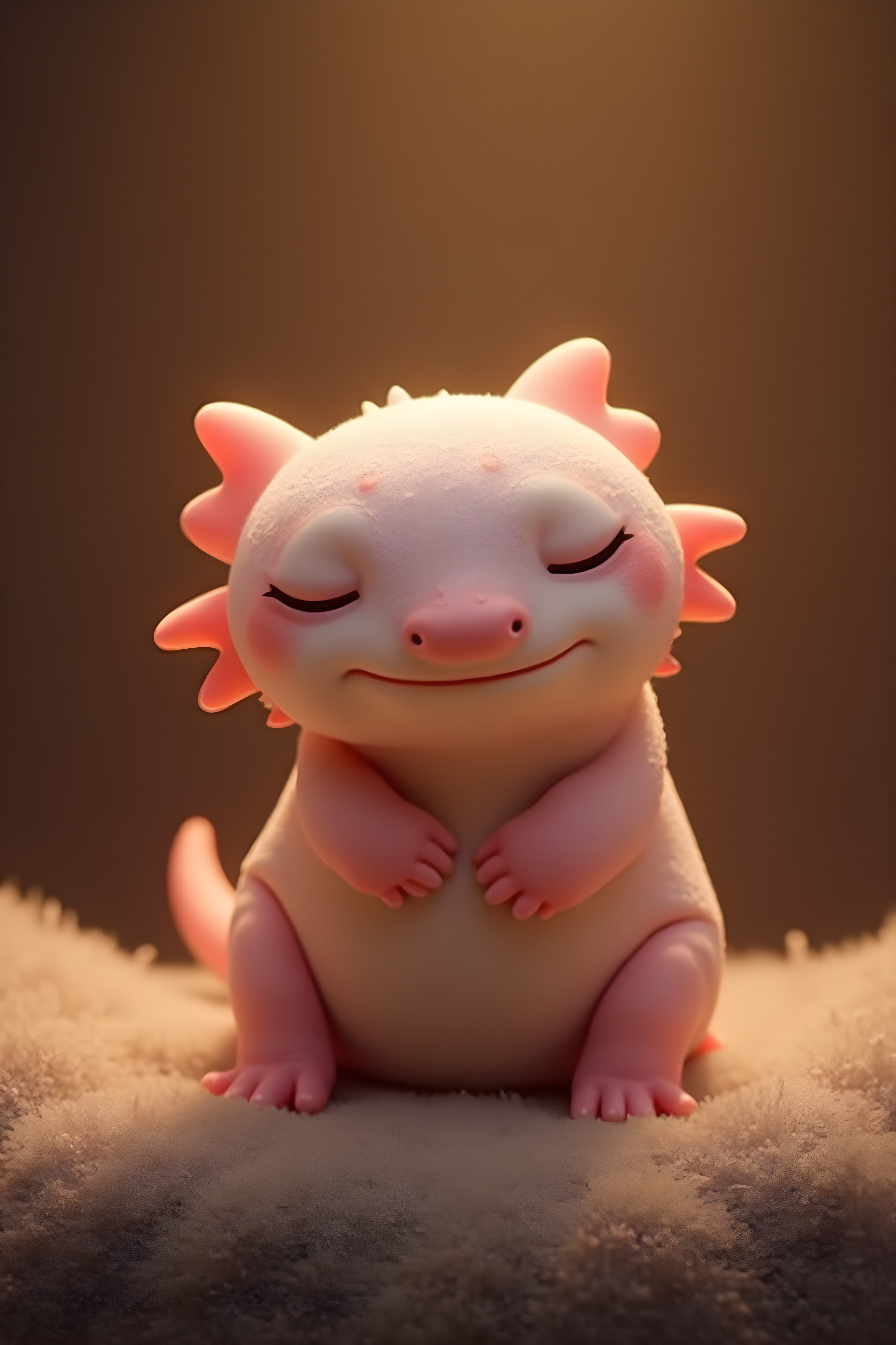 Axolotl — 3D Render (Sleepy)