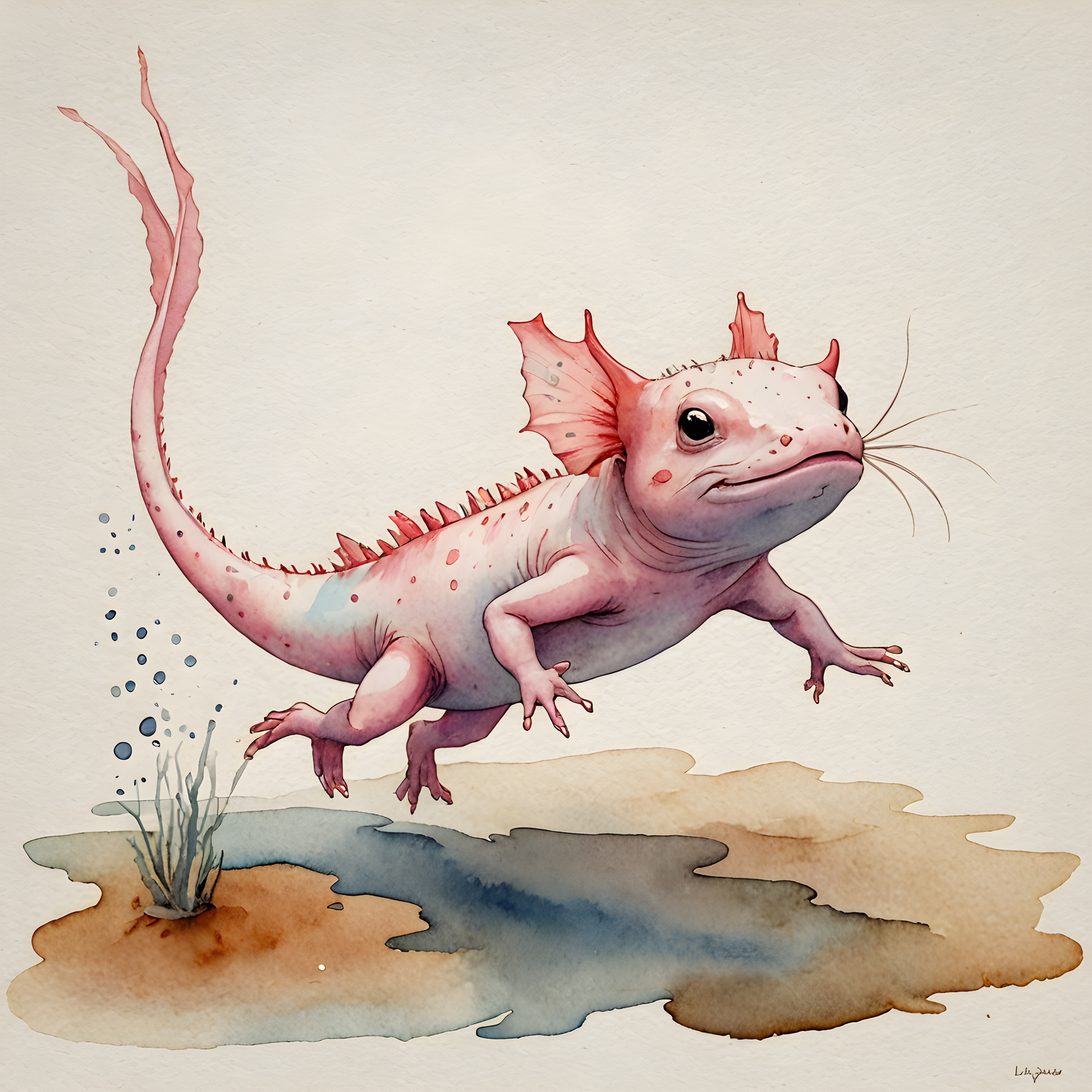 Axolotl — Watercolor (Aesthetic)