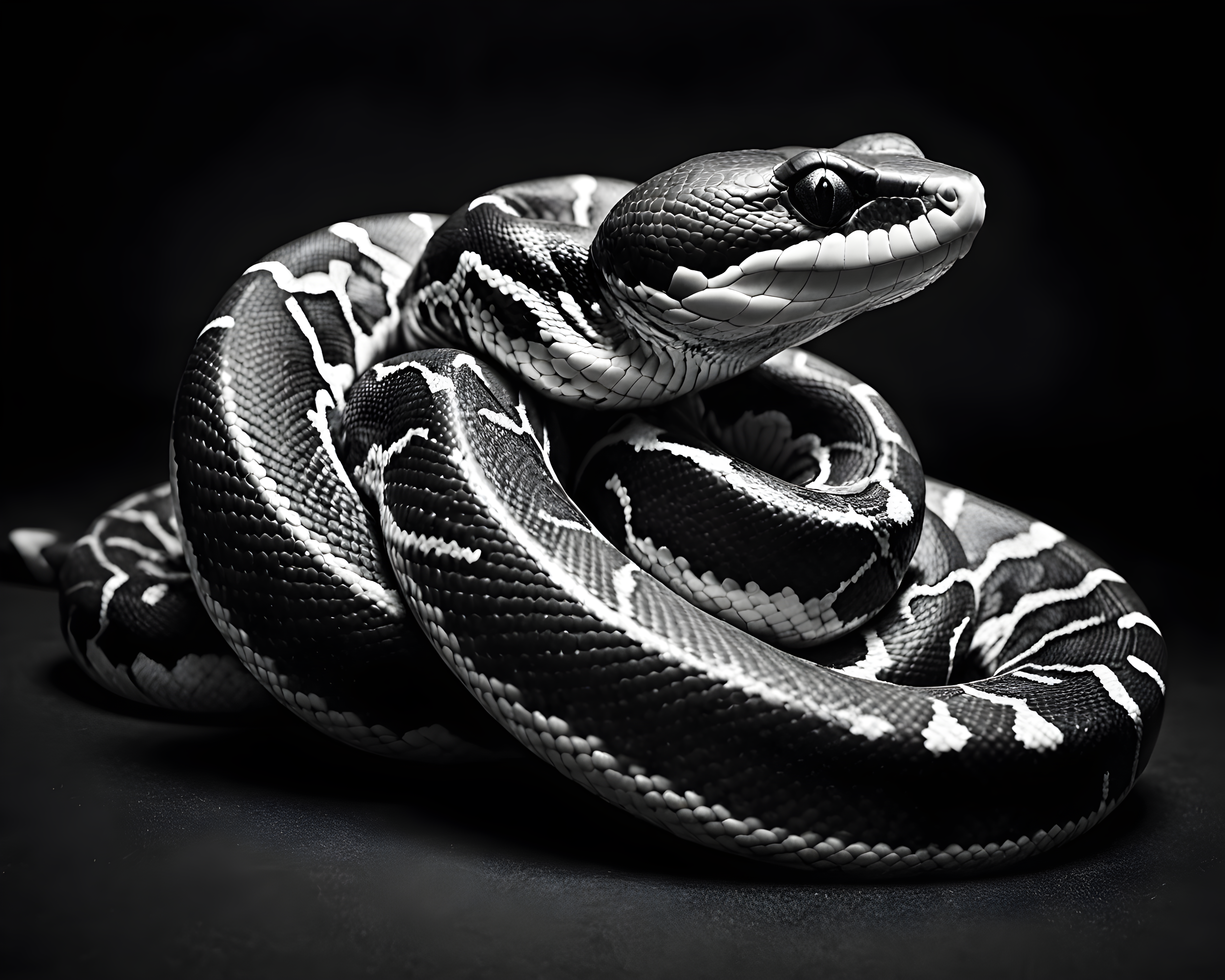 Ball Python — Black & White (Aesthetic)