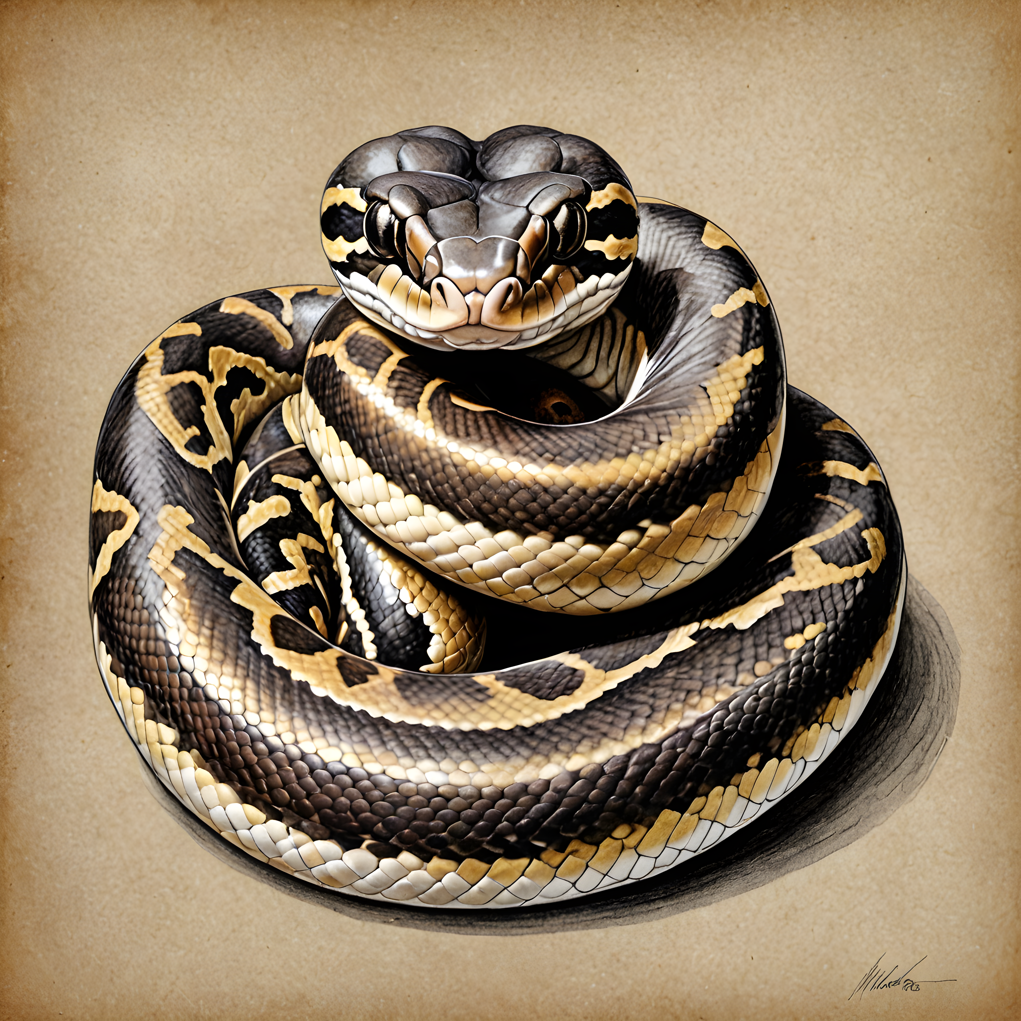 Ball Python — Pencil Sketch (Luxury)