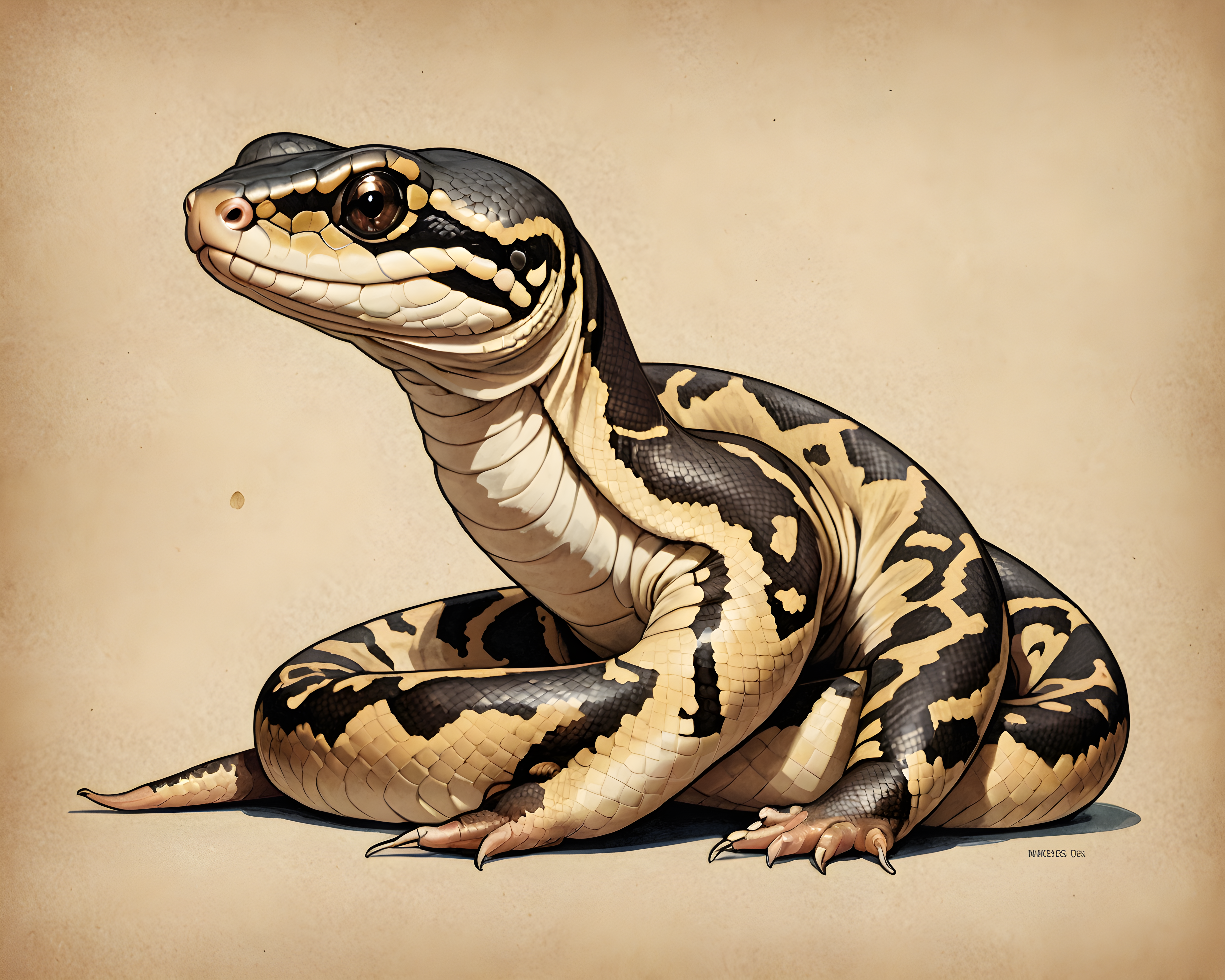 Ball Python — Vintage Poster (Cute)