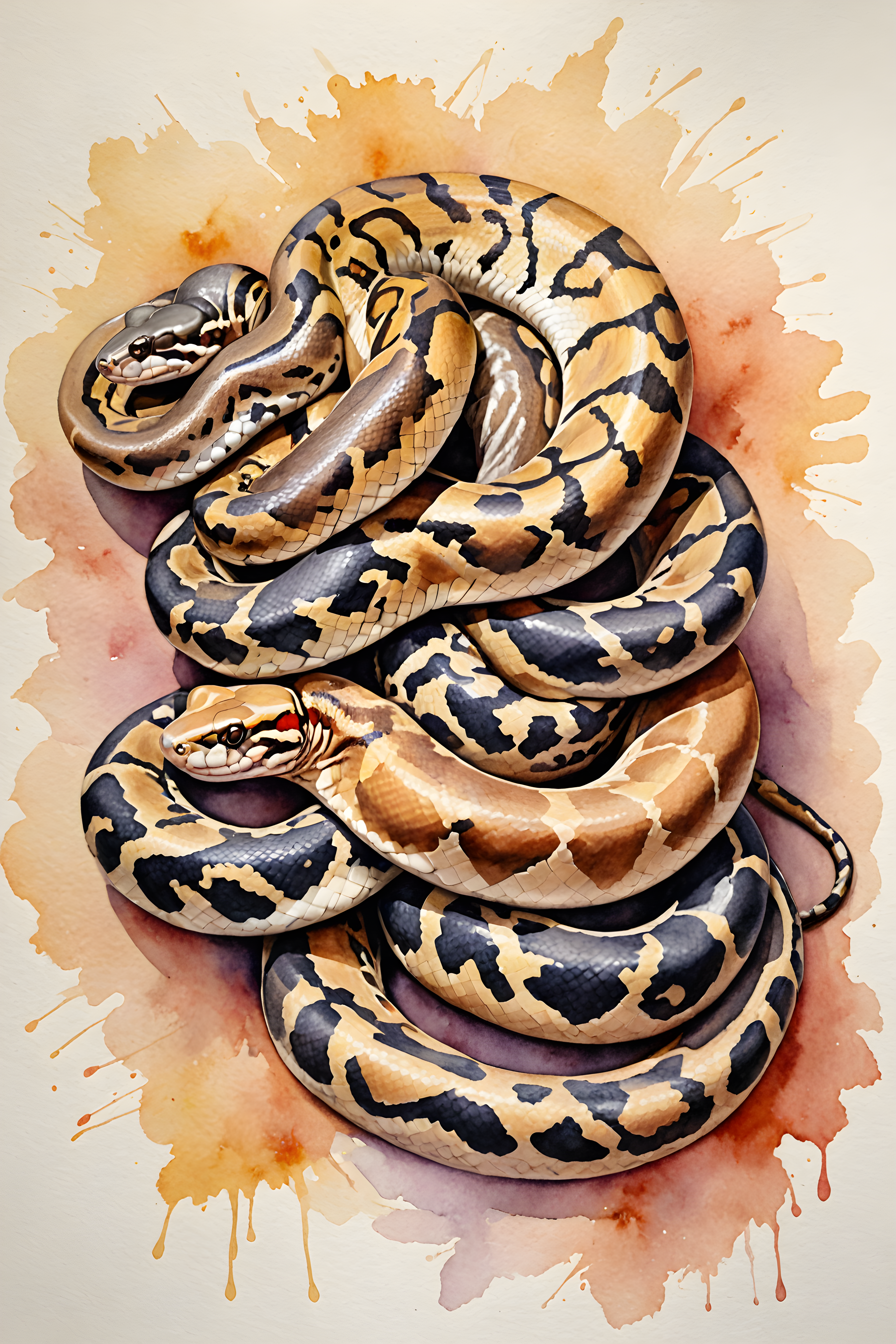 Ball Python — Watercolor (Energetic)