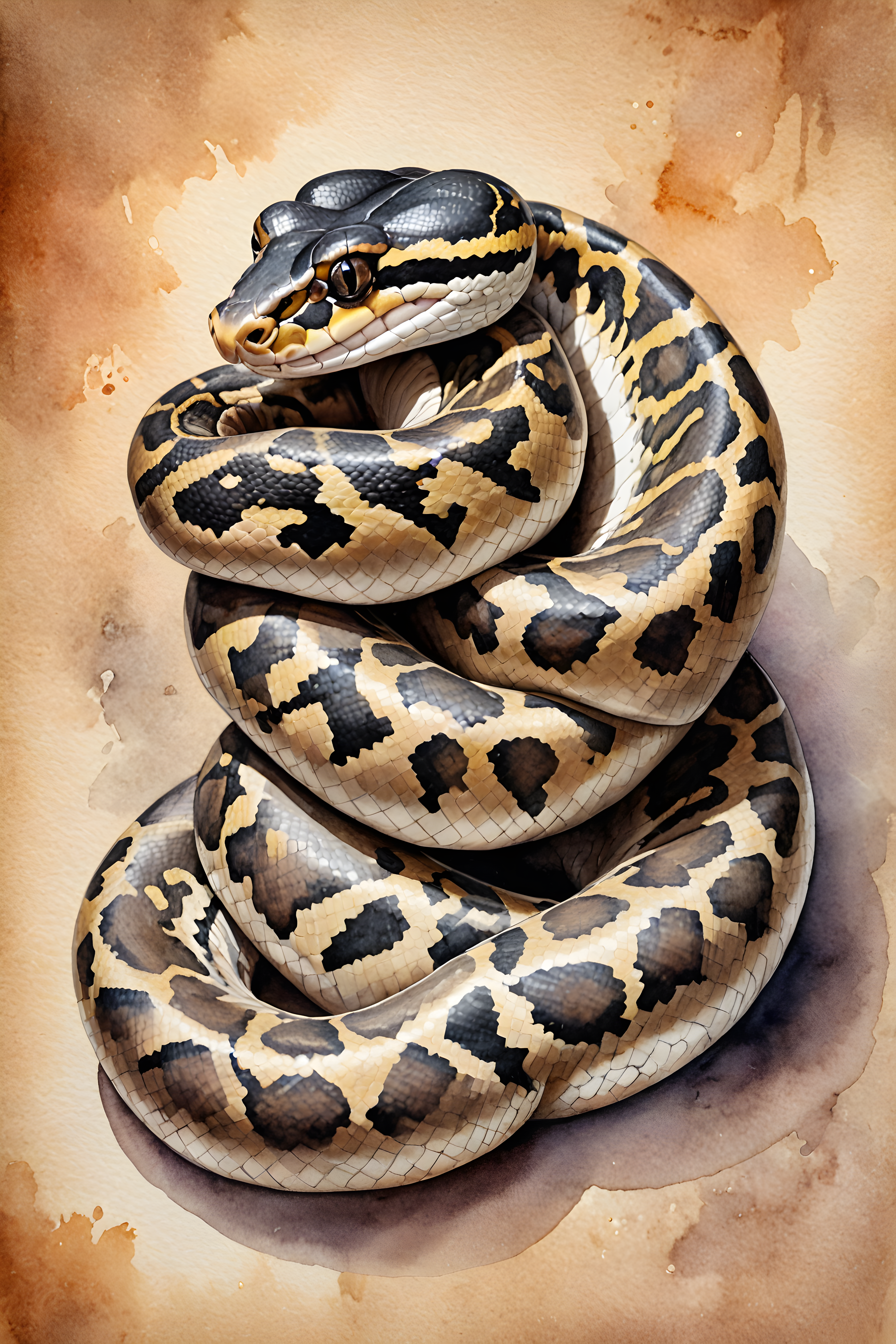 Ball Python — Watercolor (Romantic)