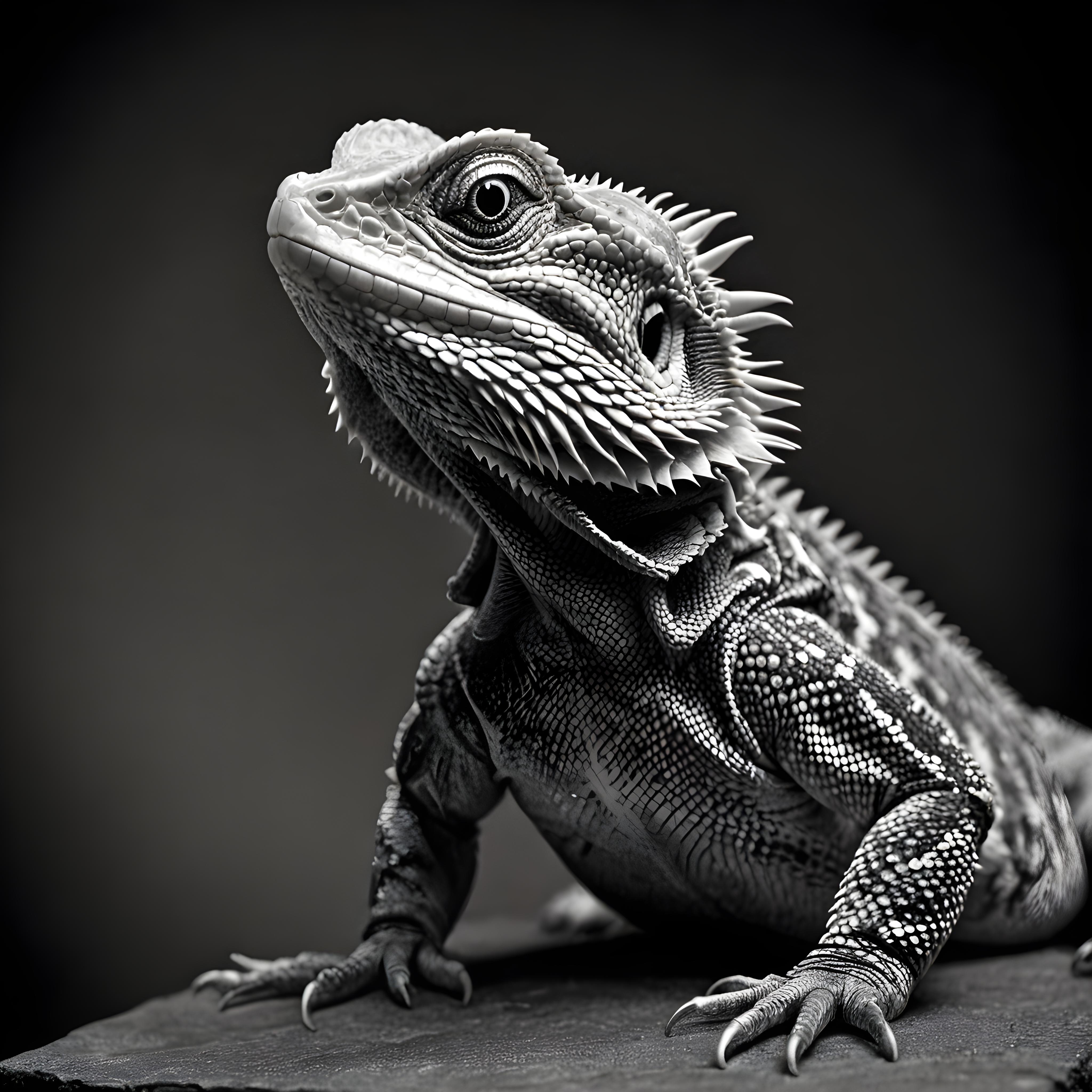 Bearded Dragon — Black & White (Luxury)