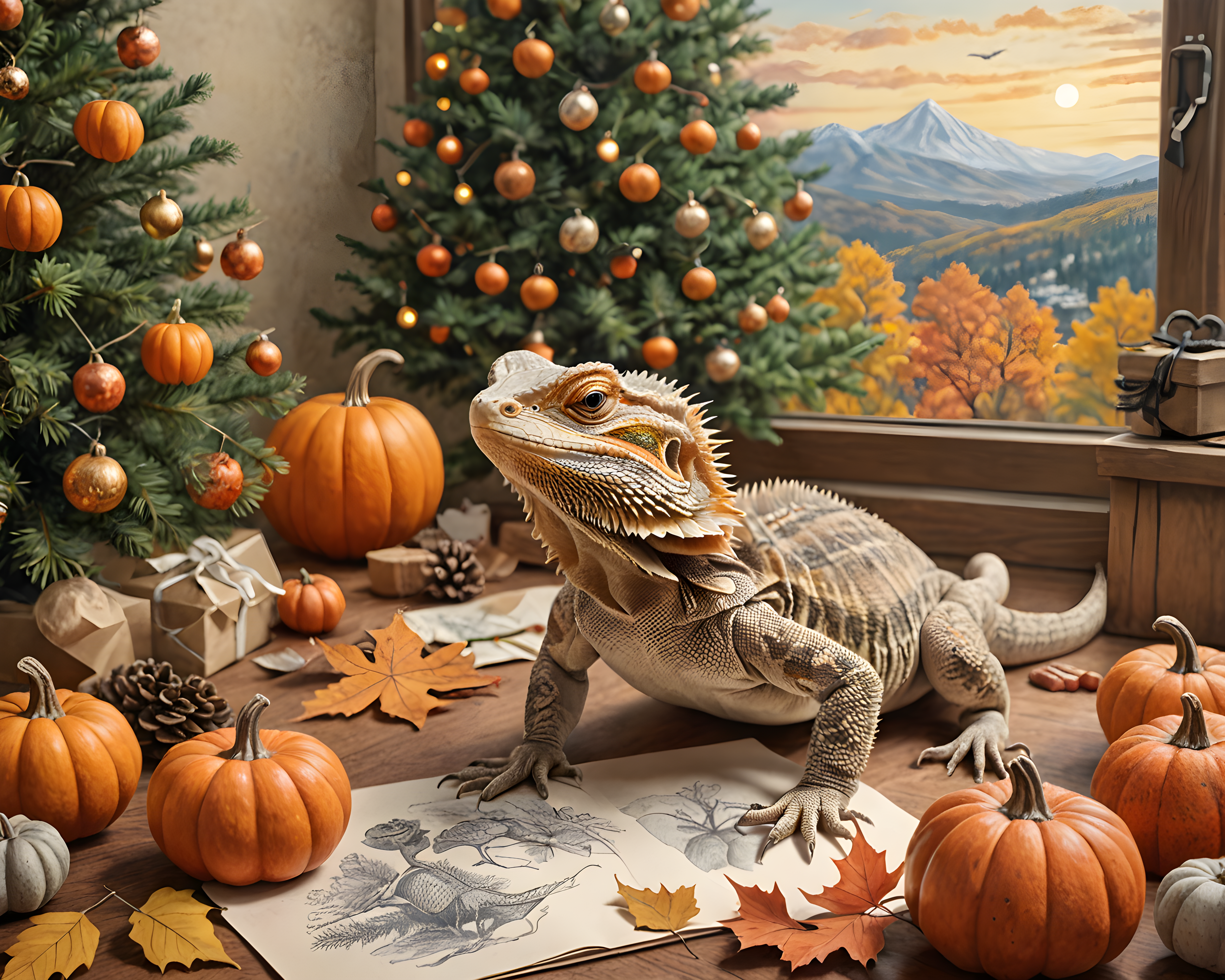Bearded Dragon — Pencil Sketch (Seasonal)