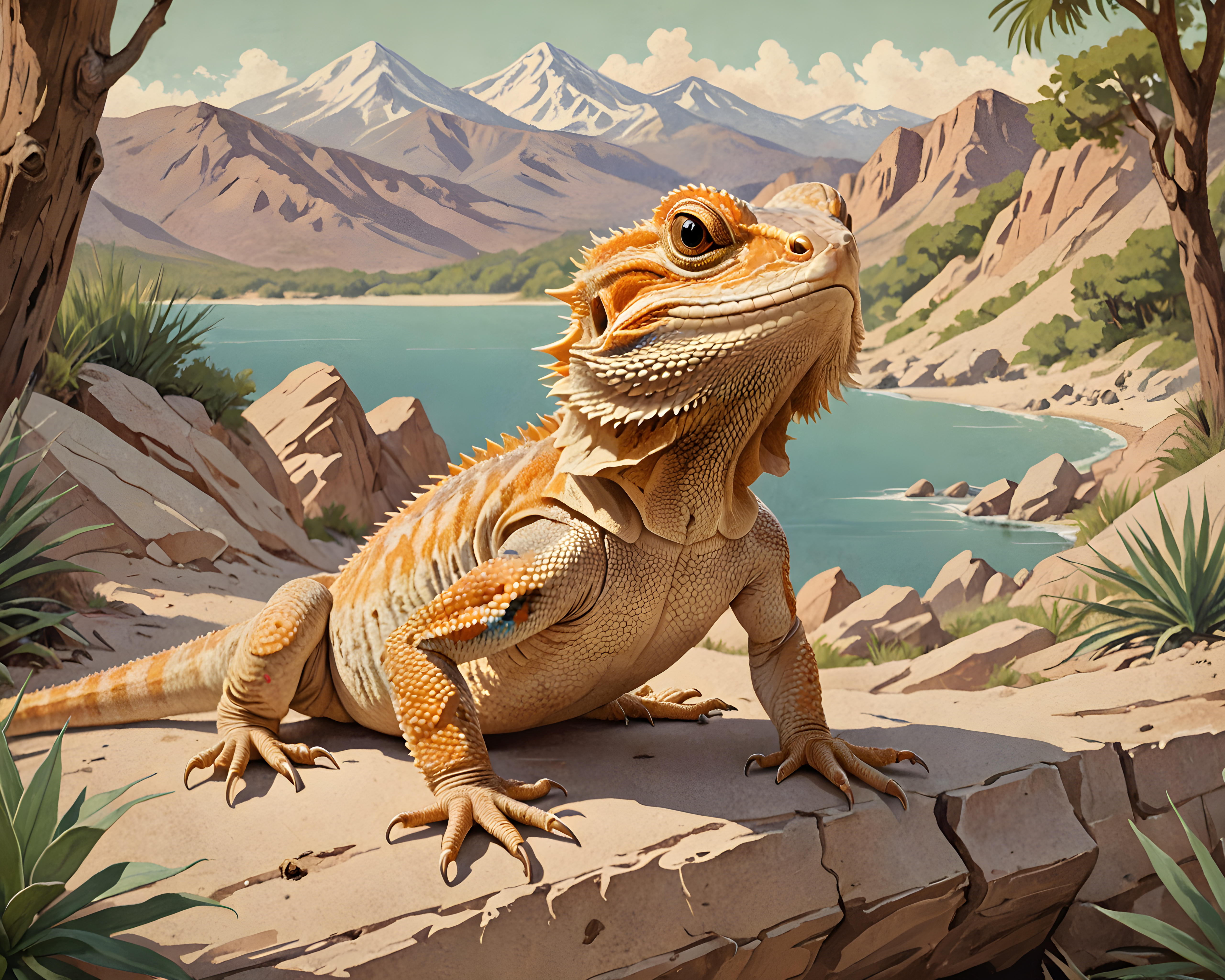 Bearded Dragon — Vintage Poster (Cute)