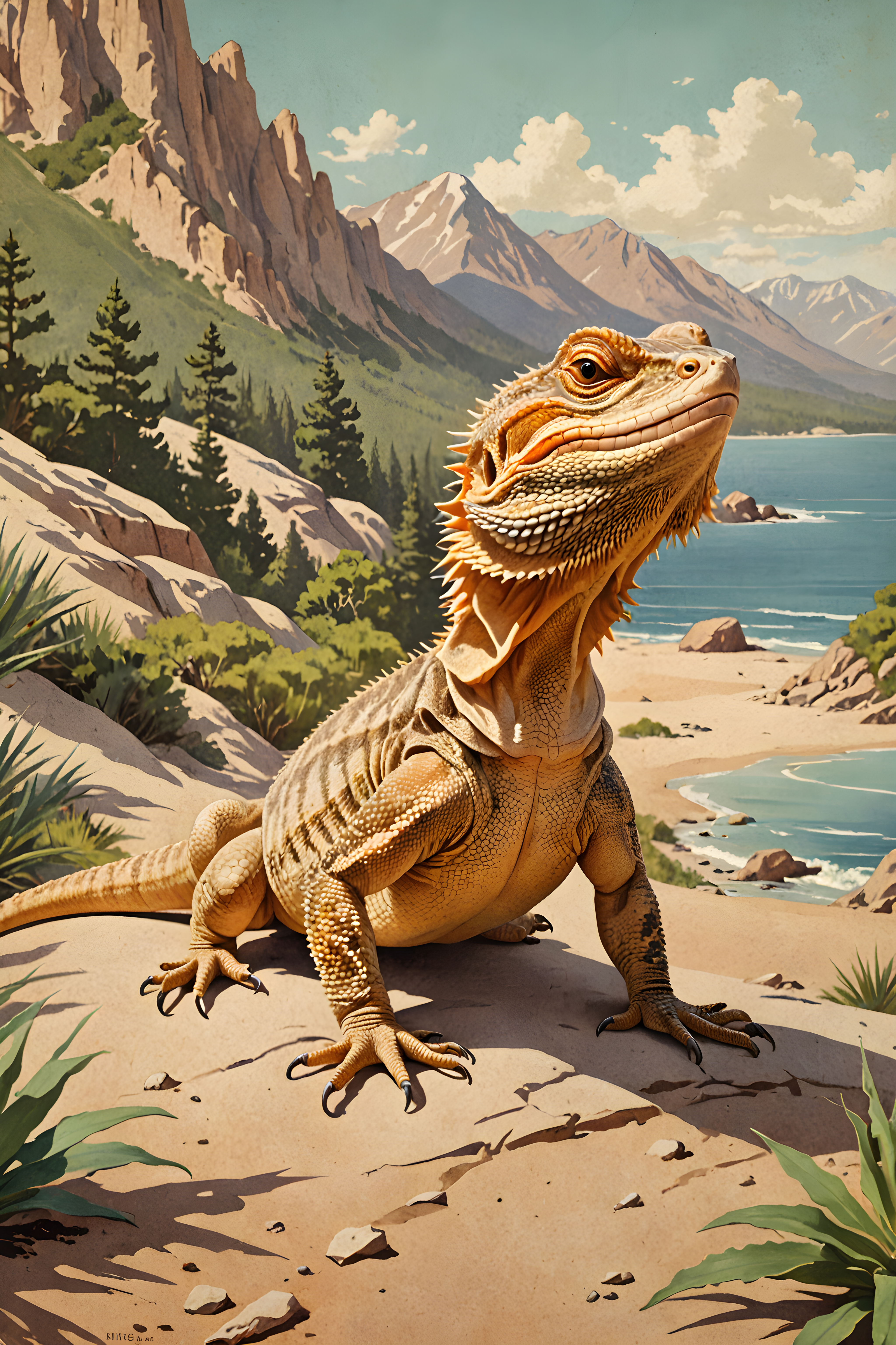 Bearded Dragon — Vintage Poster (Happy)