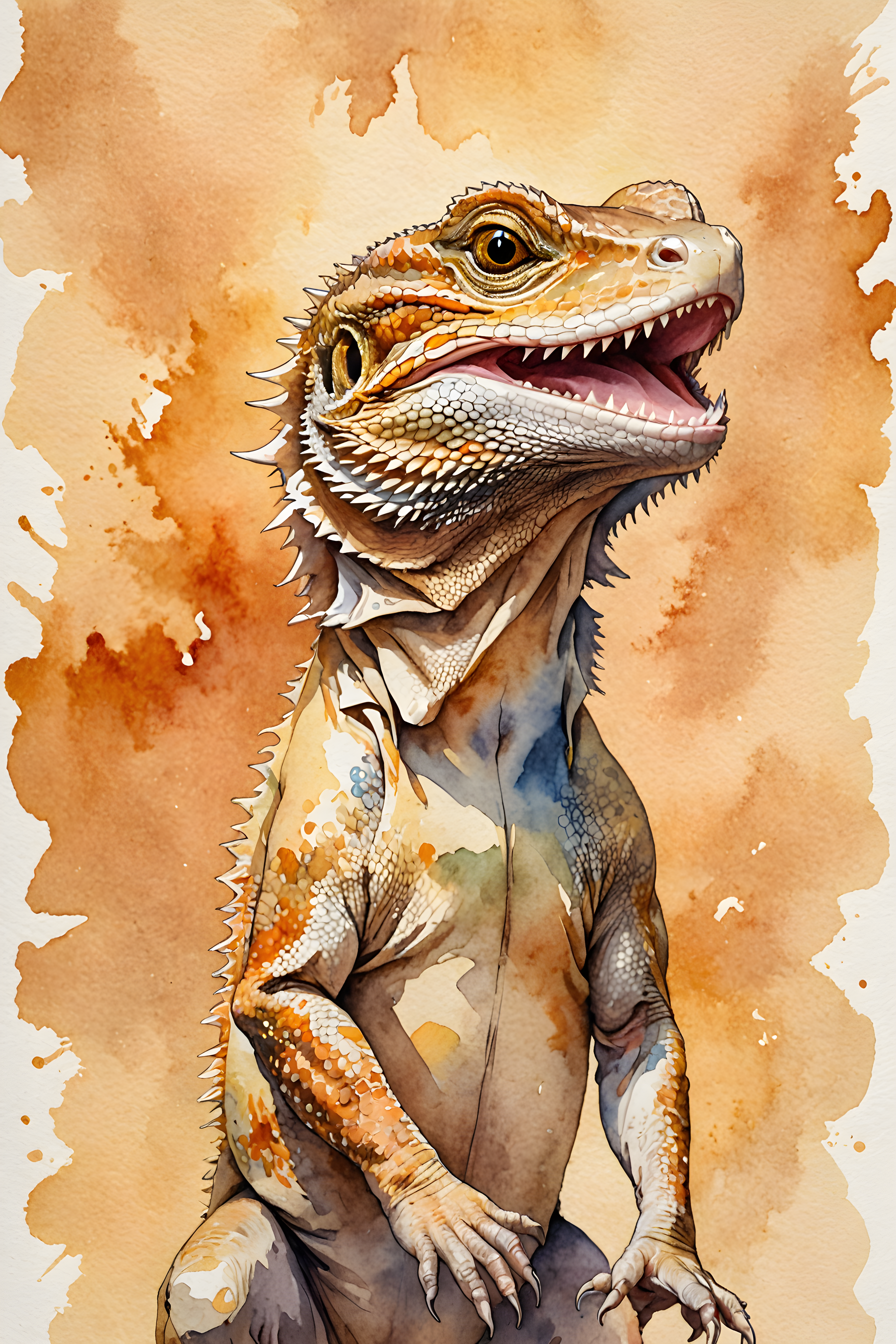 Bearded Dragon — Watercolor (Happy)