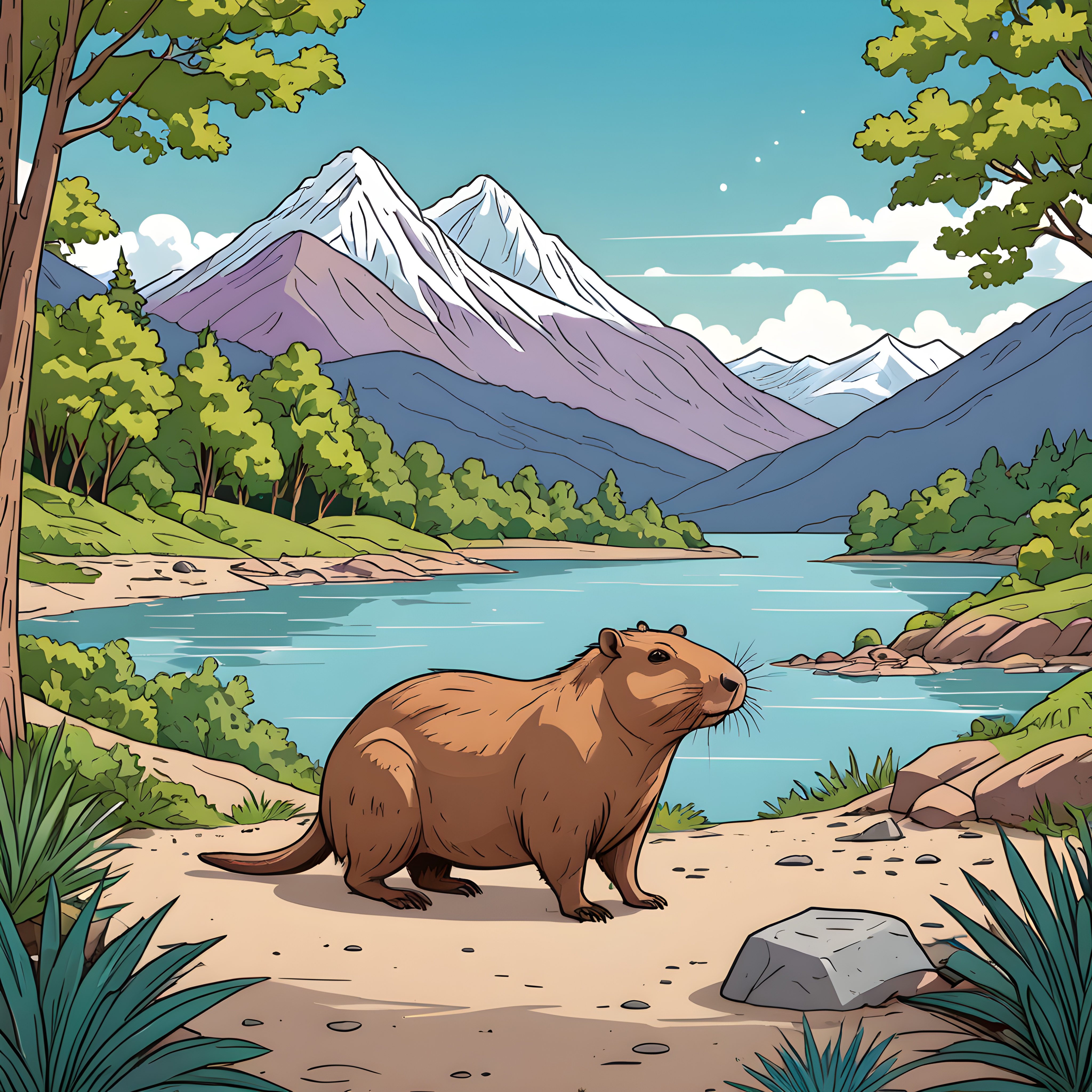 Capybara — Line Art (Fantasy)
