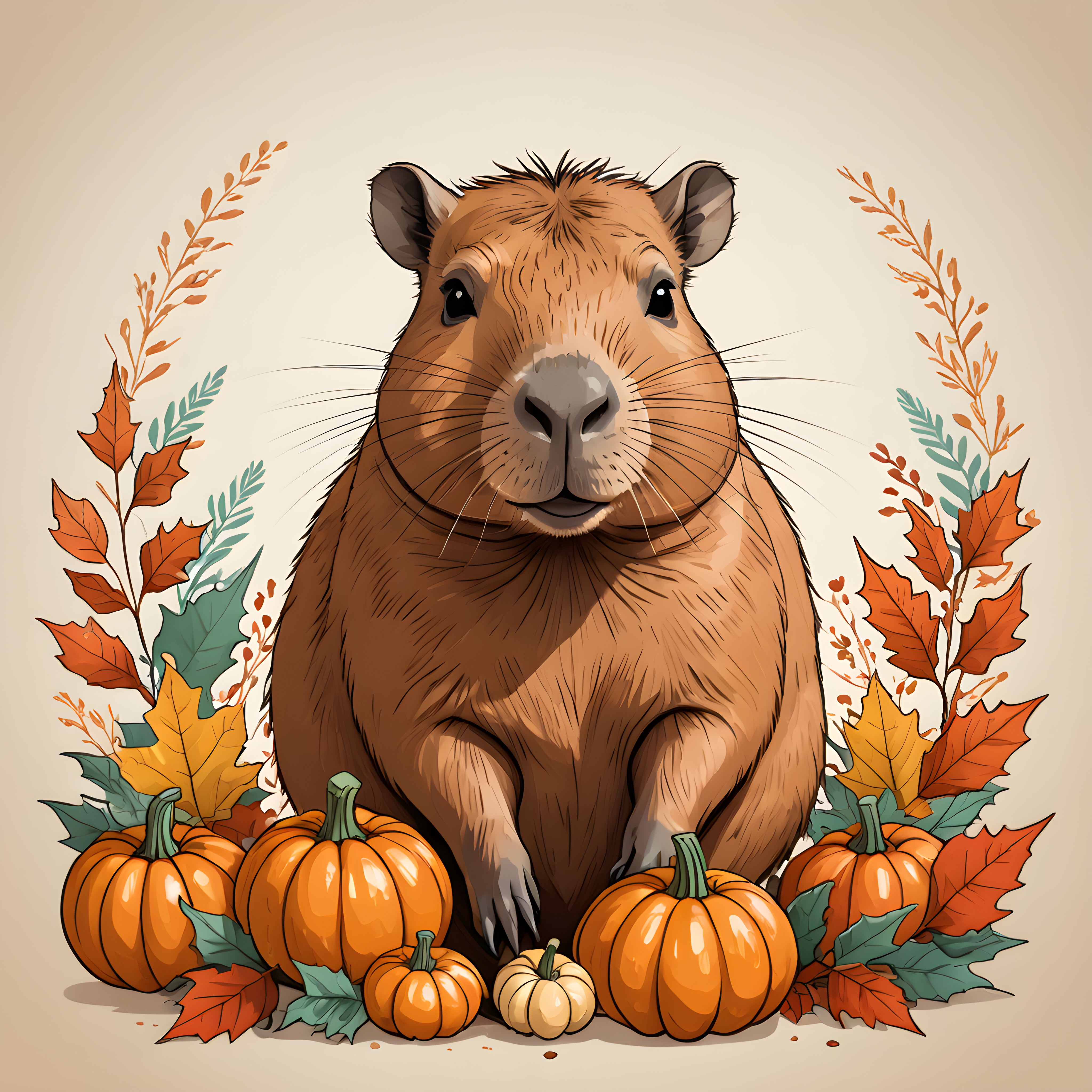 Capybara — Line Art (Seasonal)