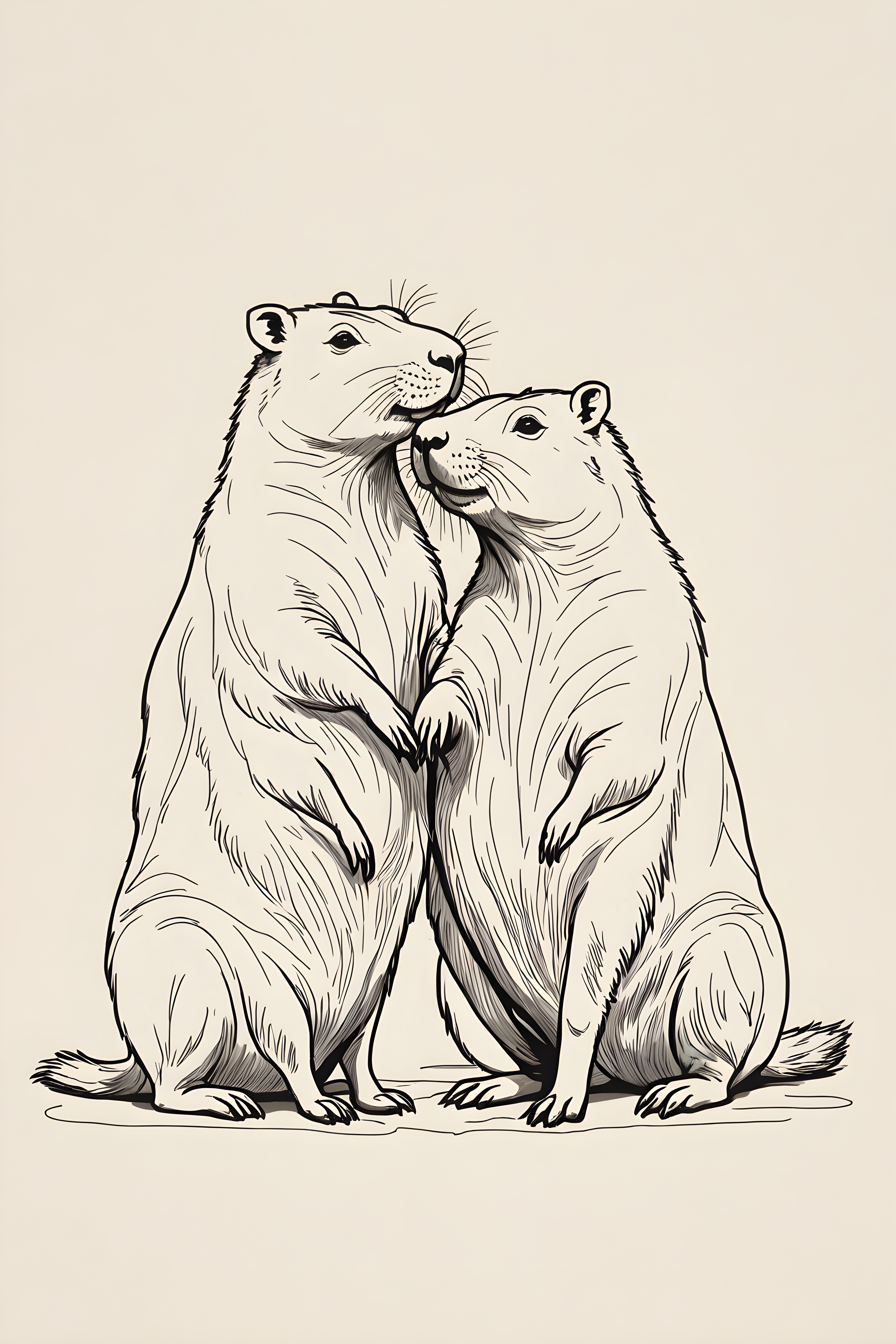 Capybara — Minimalist Line Art (Romantic)