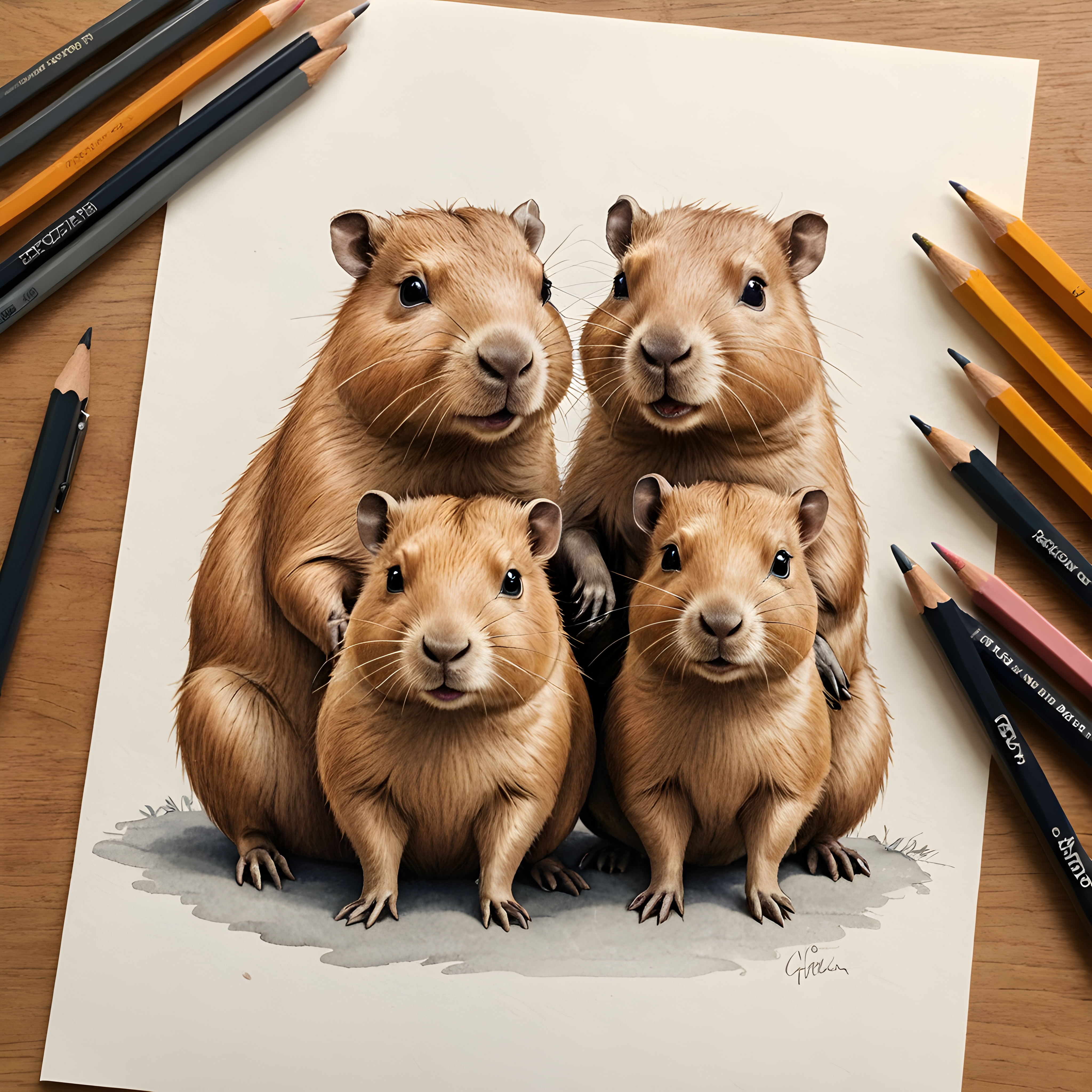 Capybara — Pencil Sketch (Cute)