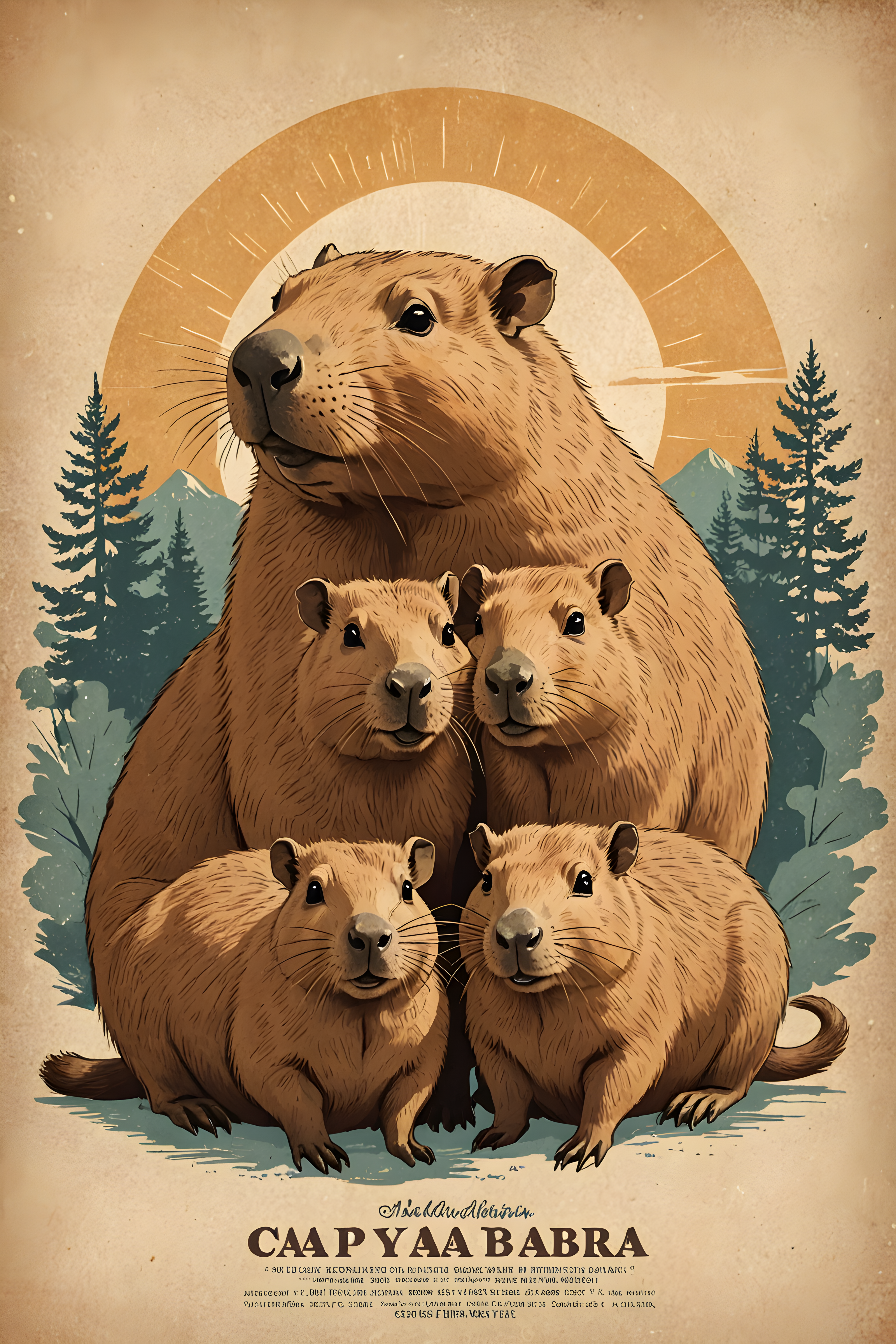 Capybara — Vintage Poster (Sleepy)