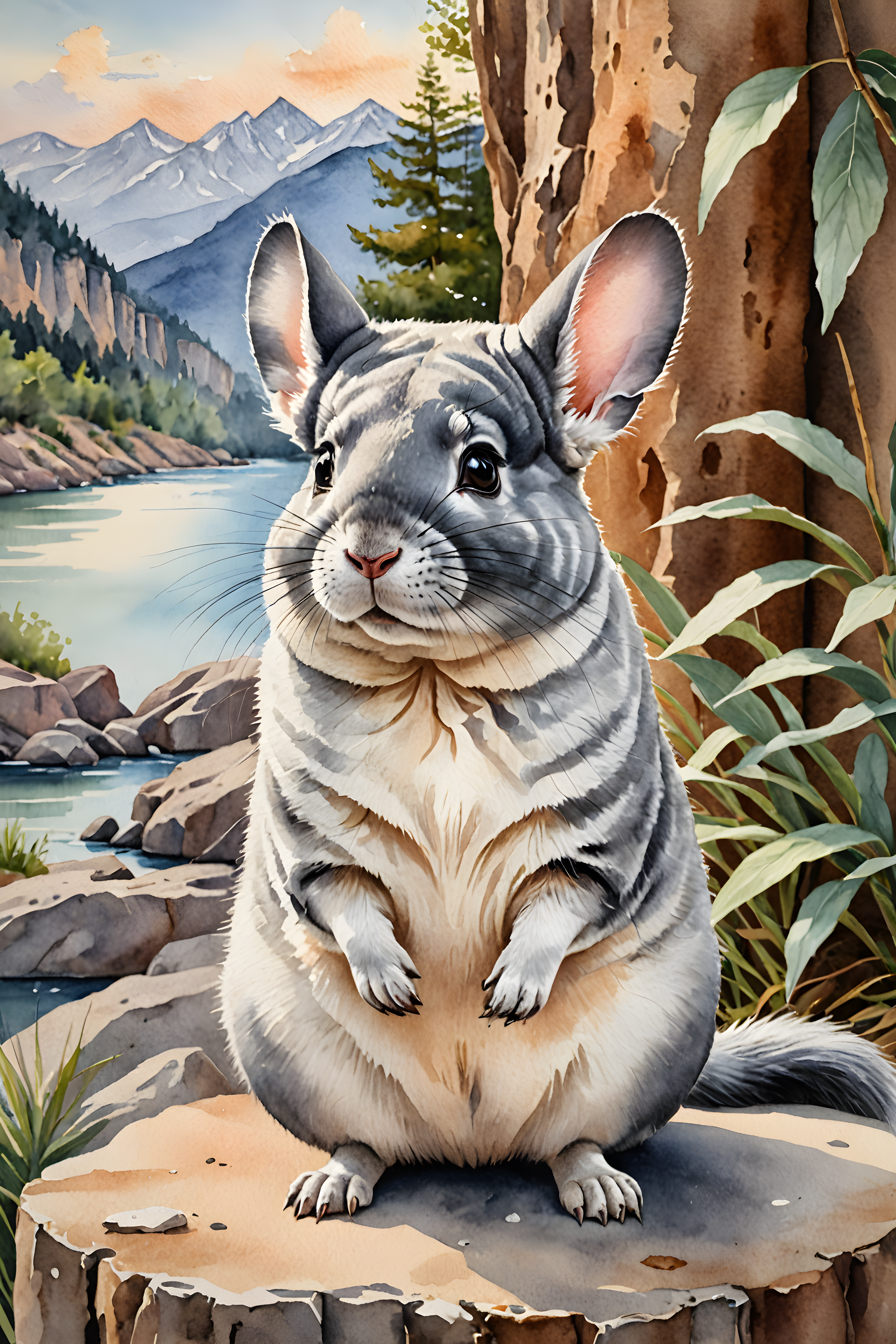 Chinchilla — Watercolor (Romantic)