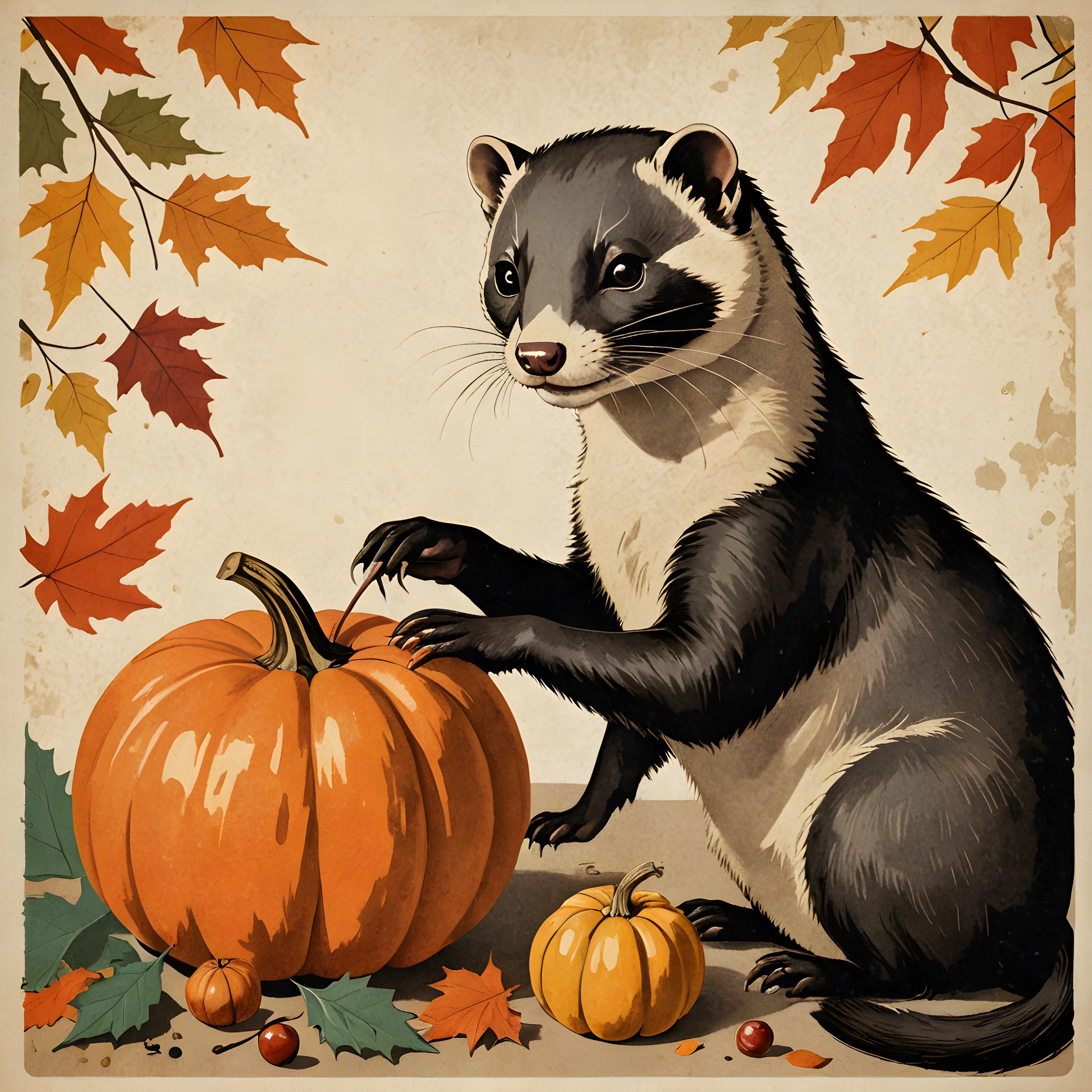 Ferret — Vintage Poster (Seasonal)