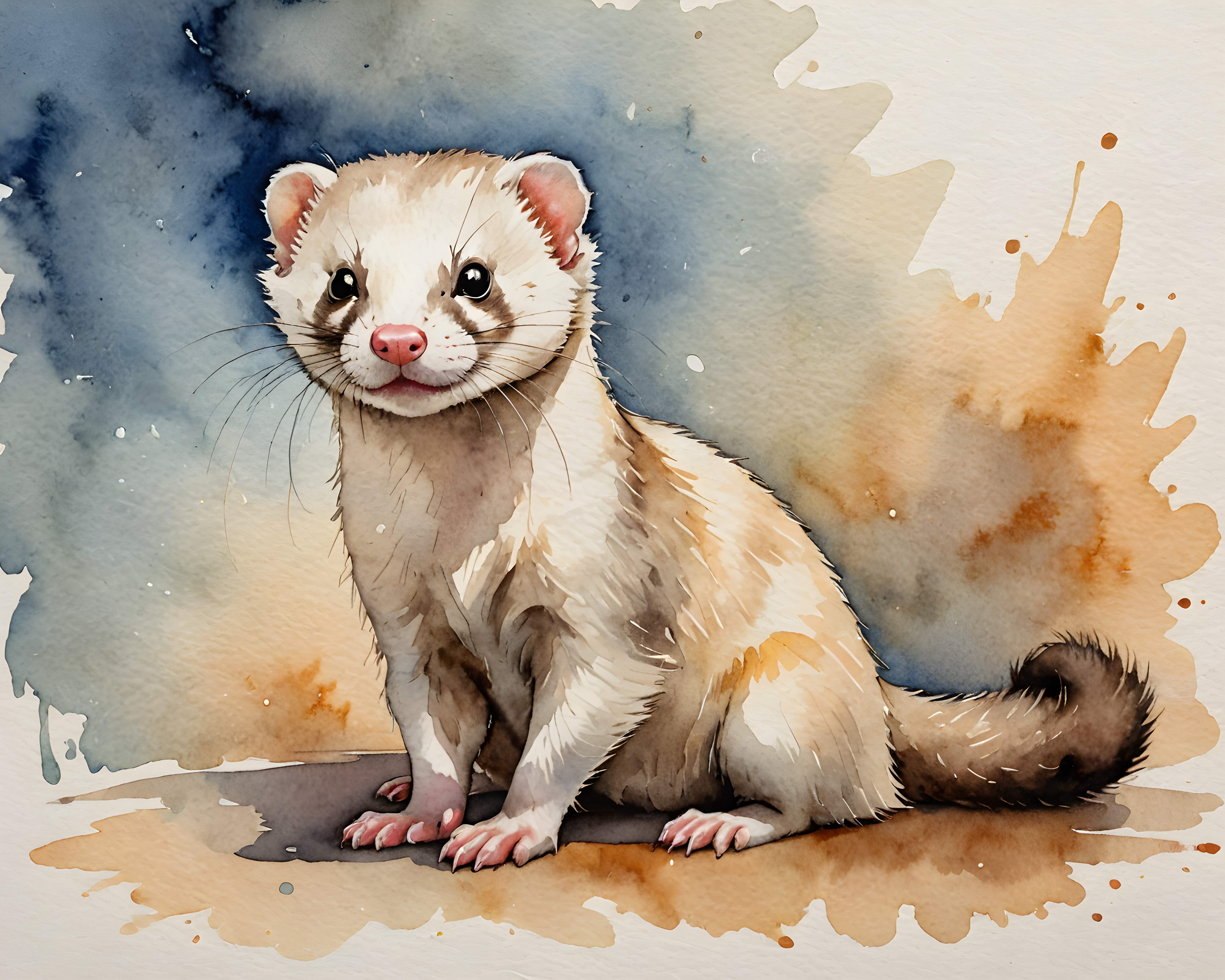 Ferret — Watercolor (Playful)