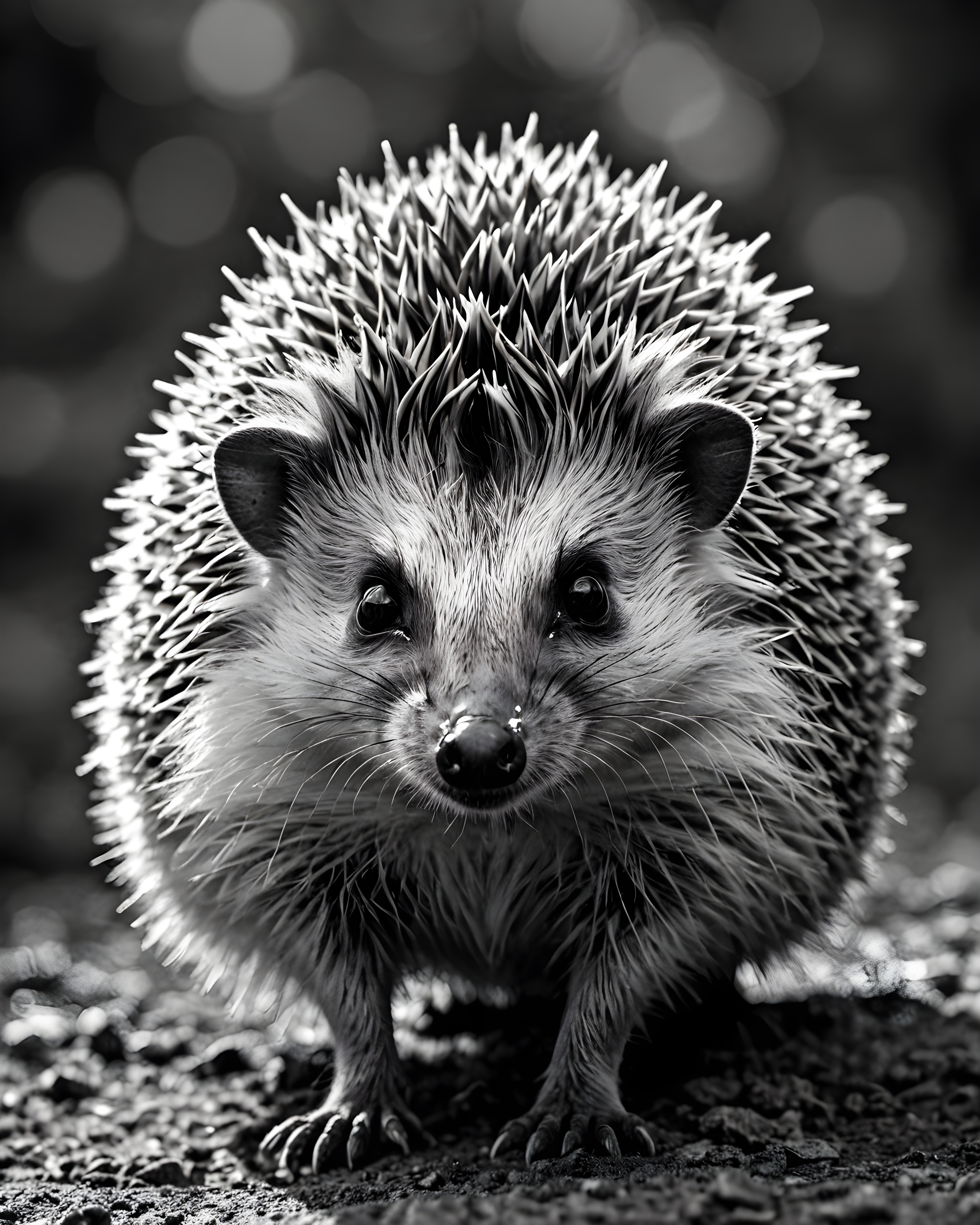 Hedgehog — Black & White (Happy)