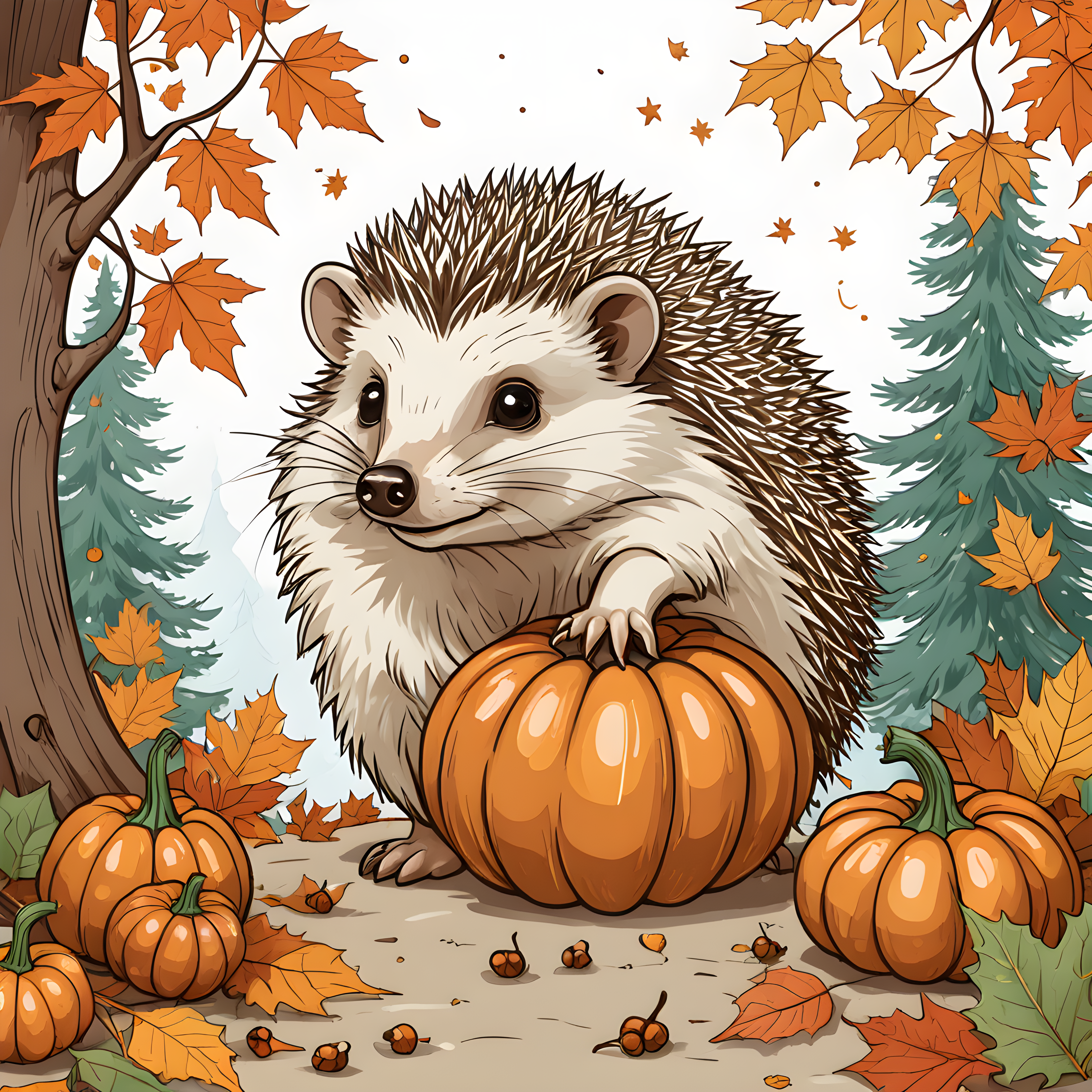 Hedgehog — Line Art (Seasonal)